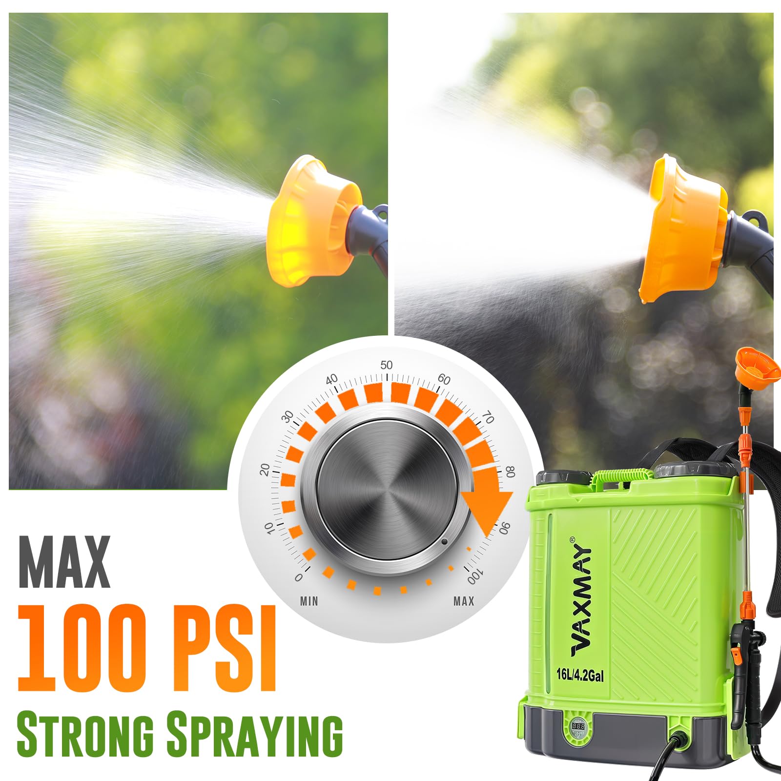 3.2 Gallon / 12L Cordless Backpack Garden Sprayer, 80 PSI (Compatible with Makita 18V, 5 Nozzles & 2.0Ah Battery)