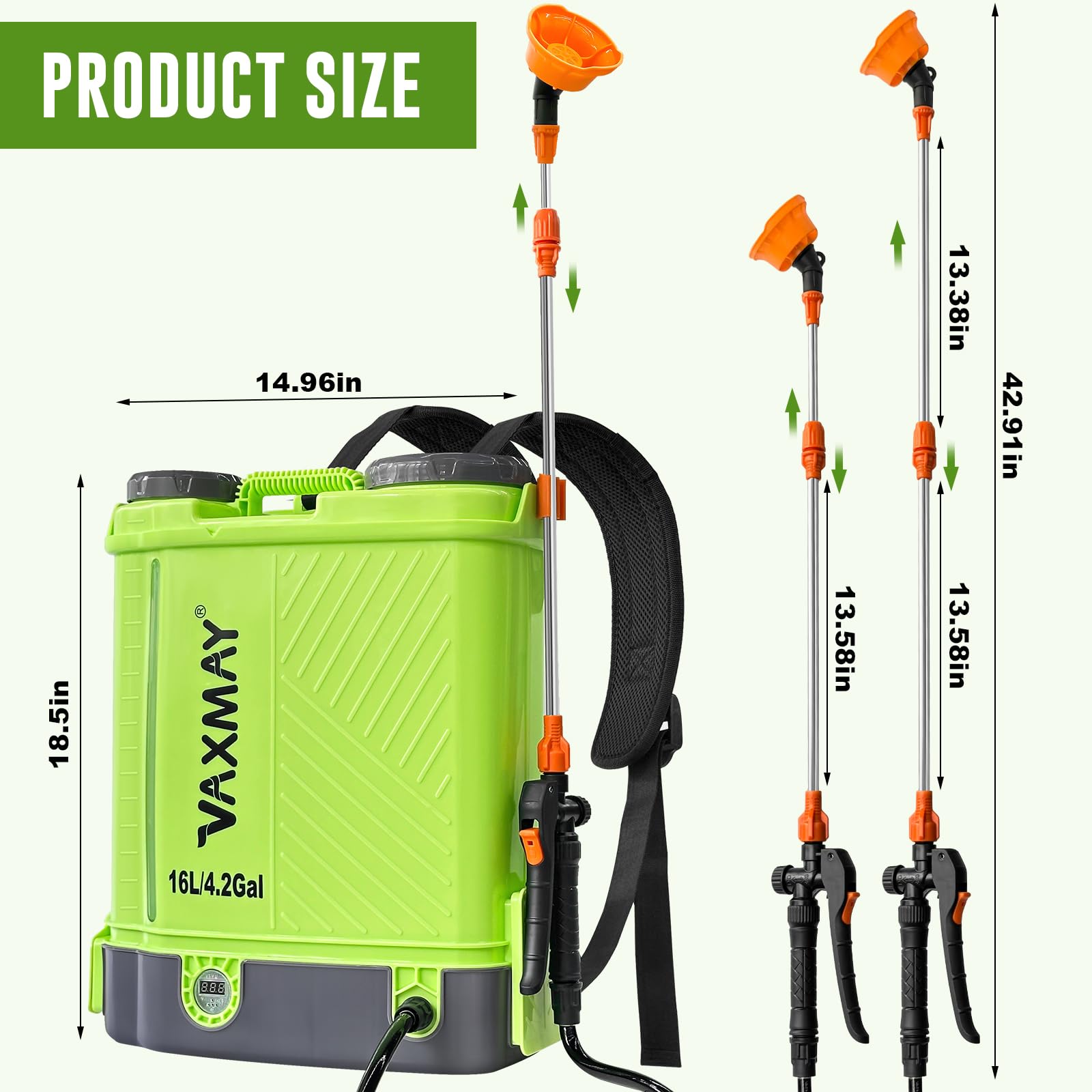3.2 Gallon / 12L Cordless Backpack Garden Sprayer, 80 PSI (Compatible with Makita 18V, 5 Nozzles & 2.0Ah Battery)