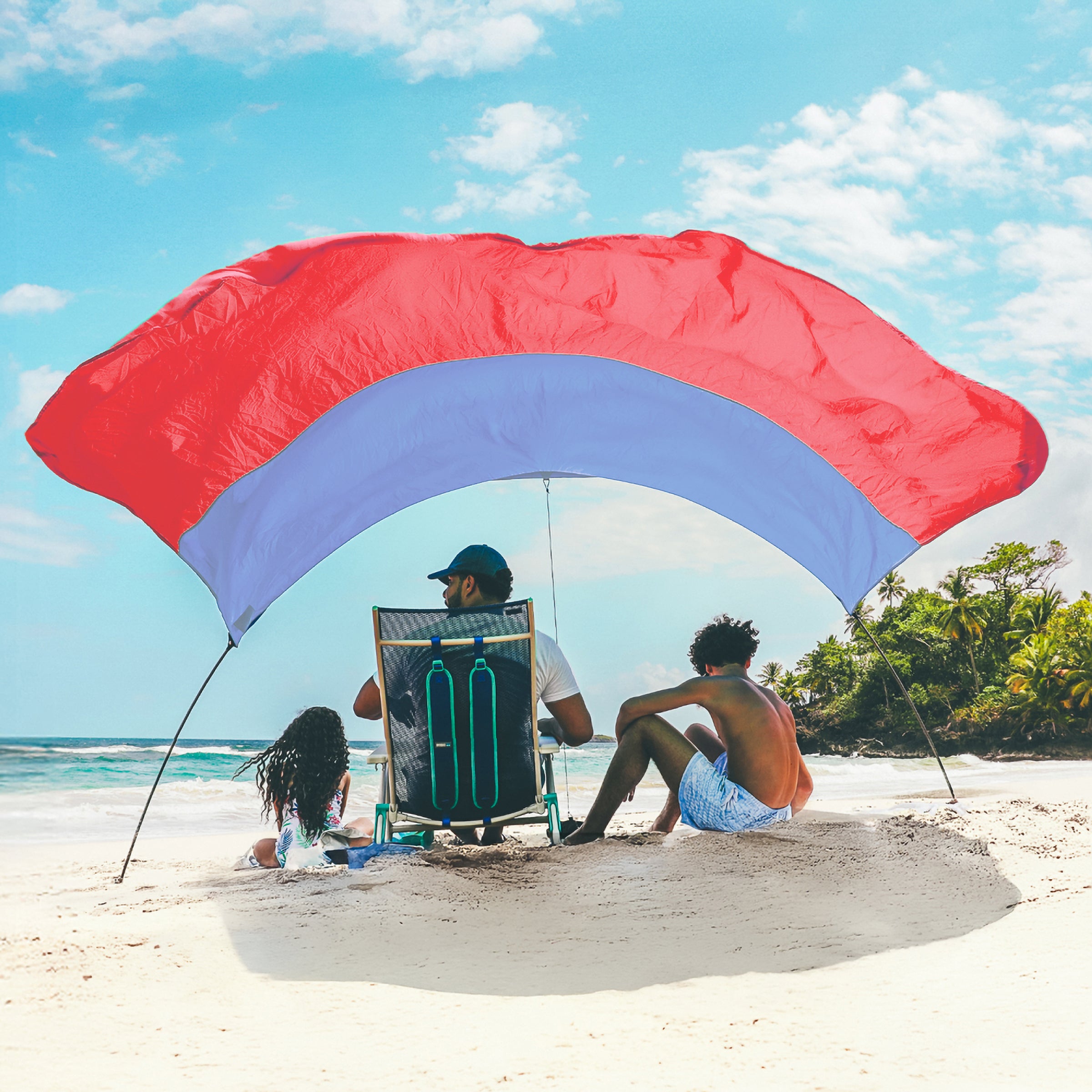 Wind-Assisted Beach Shade Canopy - Lightweight Portable Sun Shelter for Beach, Camping & Park