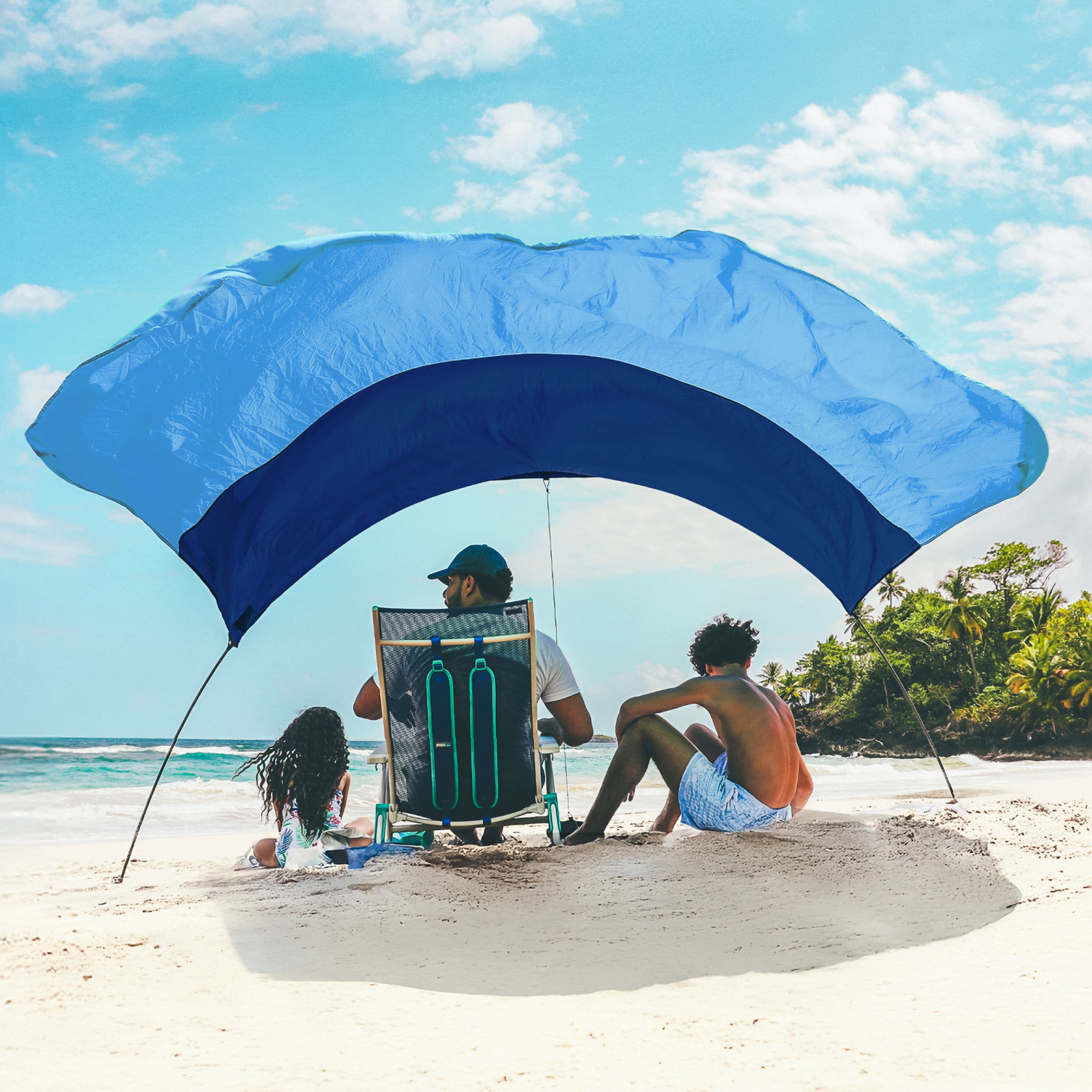 Wind-Assisted Beach Shade Canopy - Lightweight Portable Sun Shelter for Beach, Camping & Park