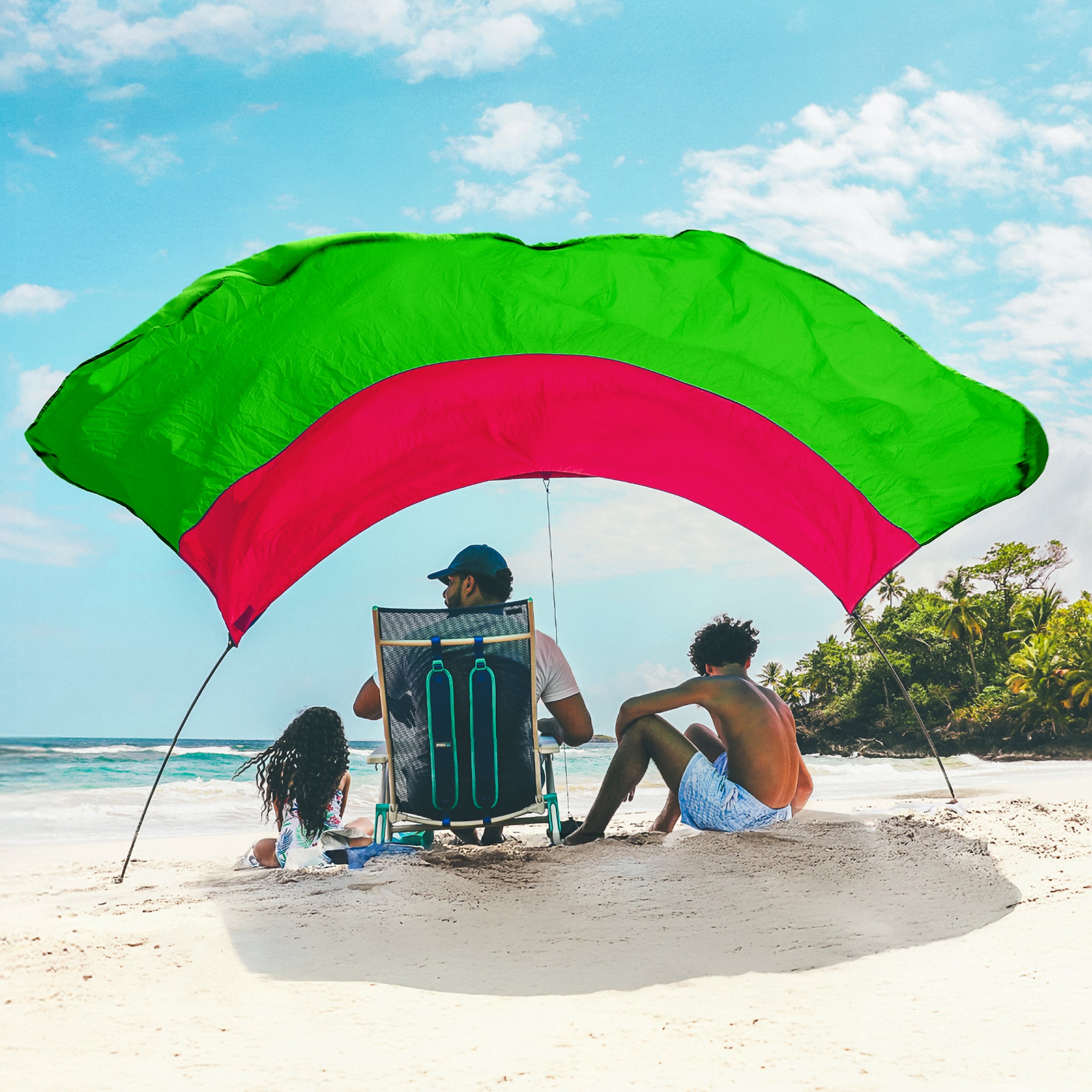 Wind-Assisted Beach Shade Canopy - Lightweight Portable Sun Shelter for Beach, Camping & Park
