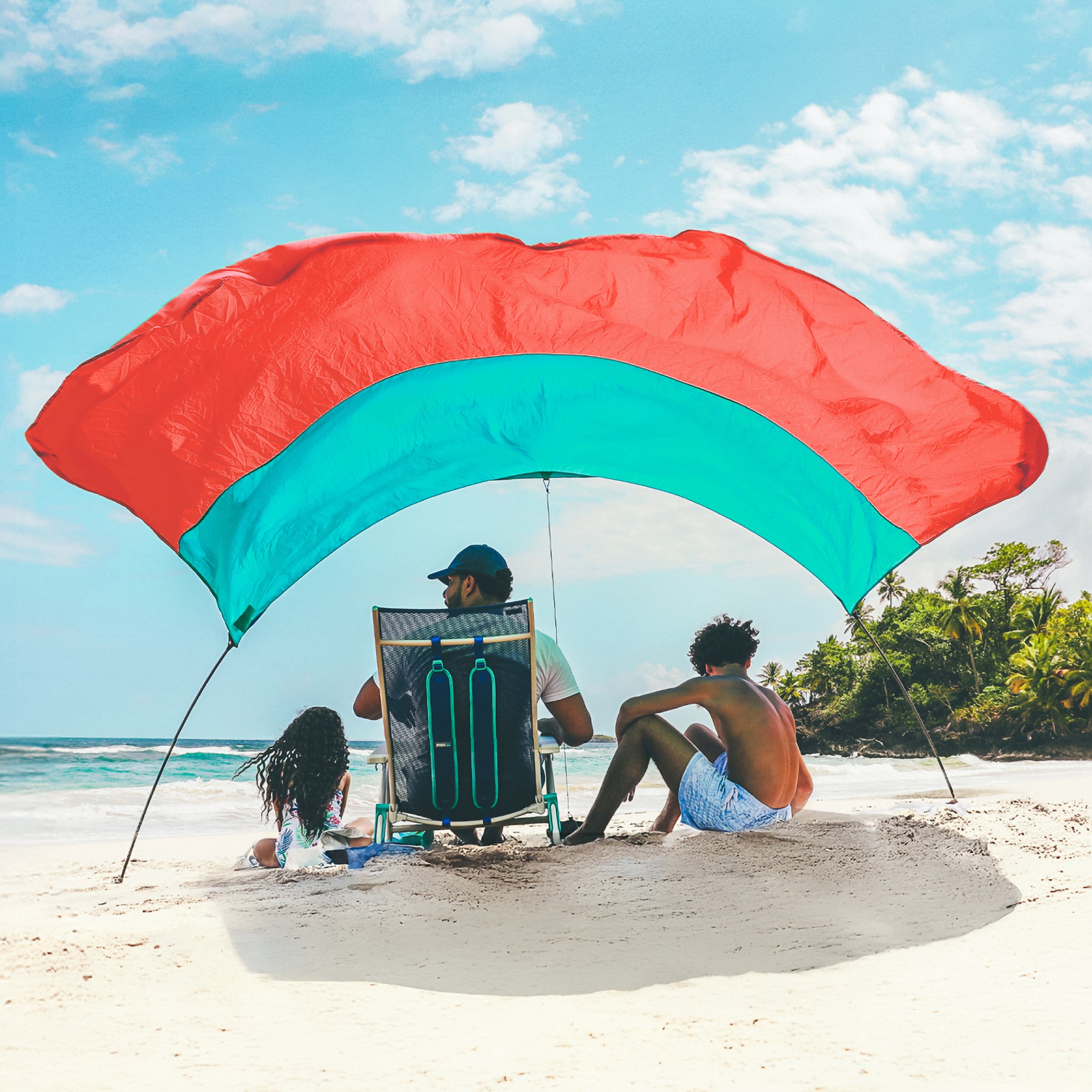 Wind-Assisted Beach Shade Canopy - Lightweight Portable Sun Shelter for Beach, Camping & Park