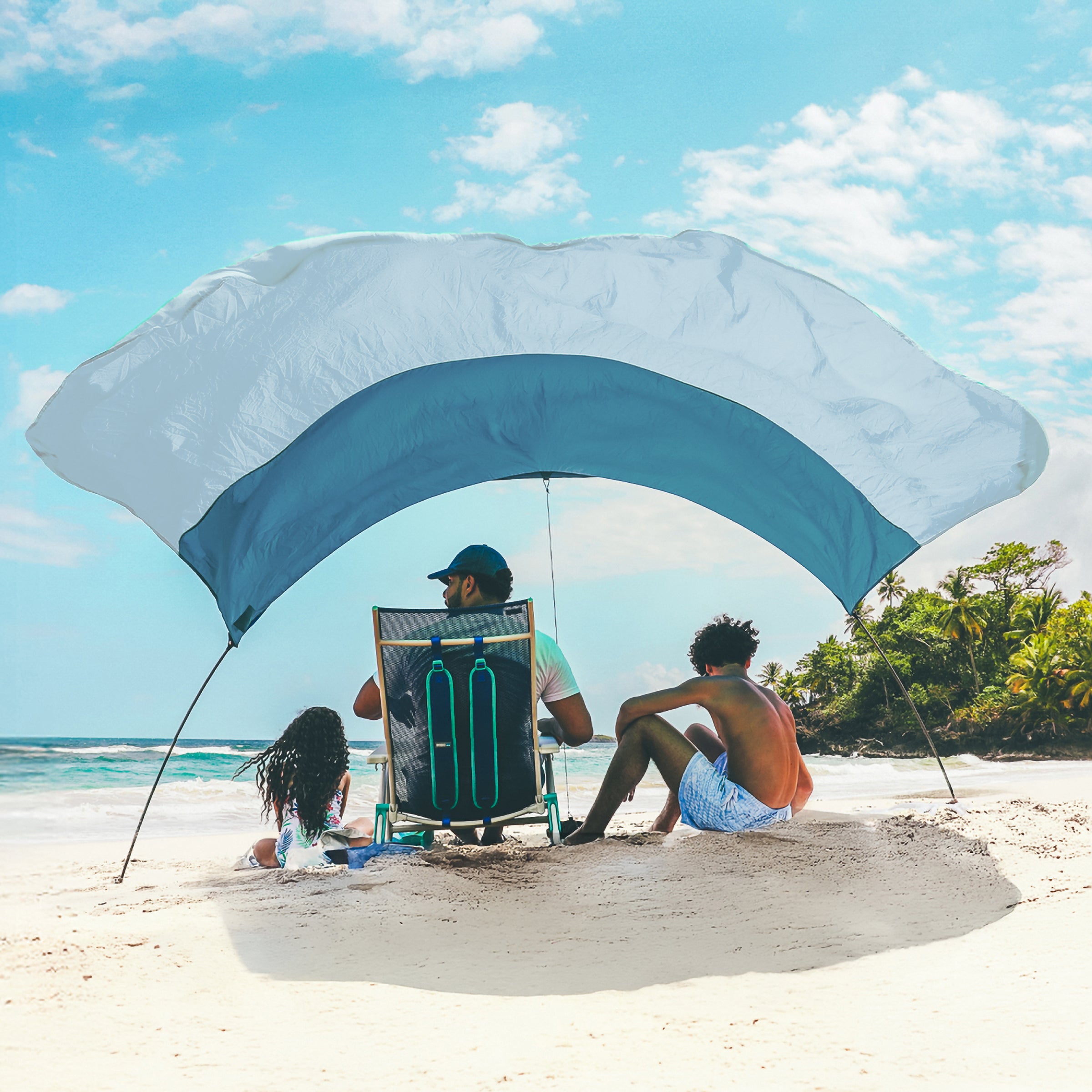 Wind-Assisted Beach Shade Canopy - Lightweight Portable Sun Shelter for Beach, Camping & Park
