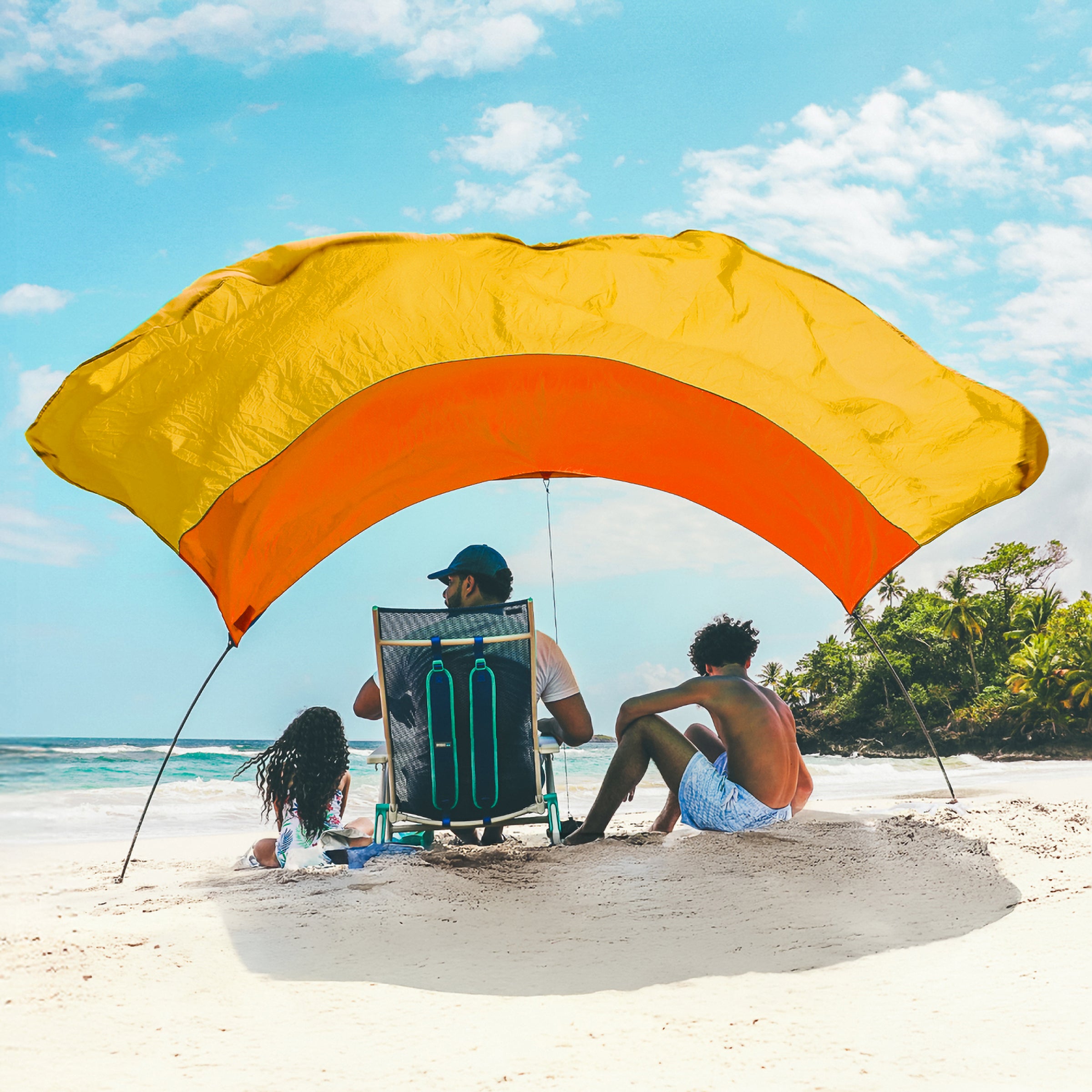 Wind-Assisted Beach Shade Canopy - Lightweight Portable Sun Shelter for Beach, Camping & Park