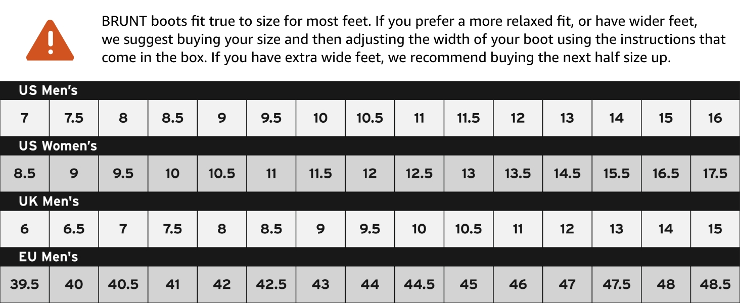 Brunt Size Chart
