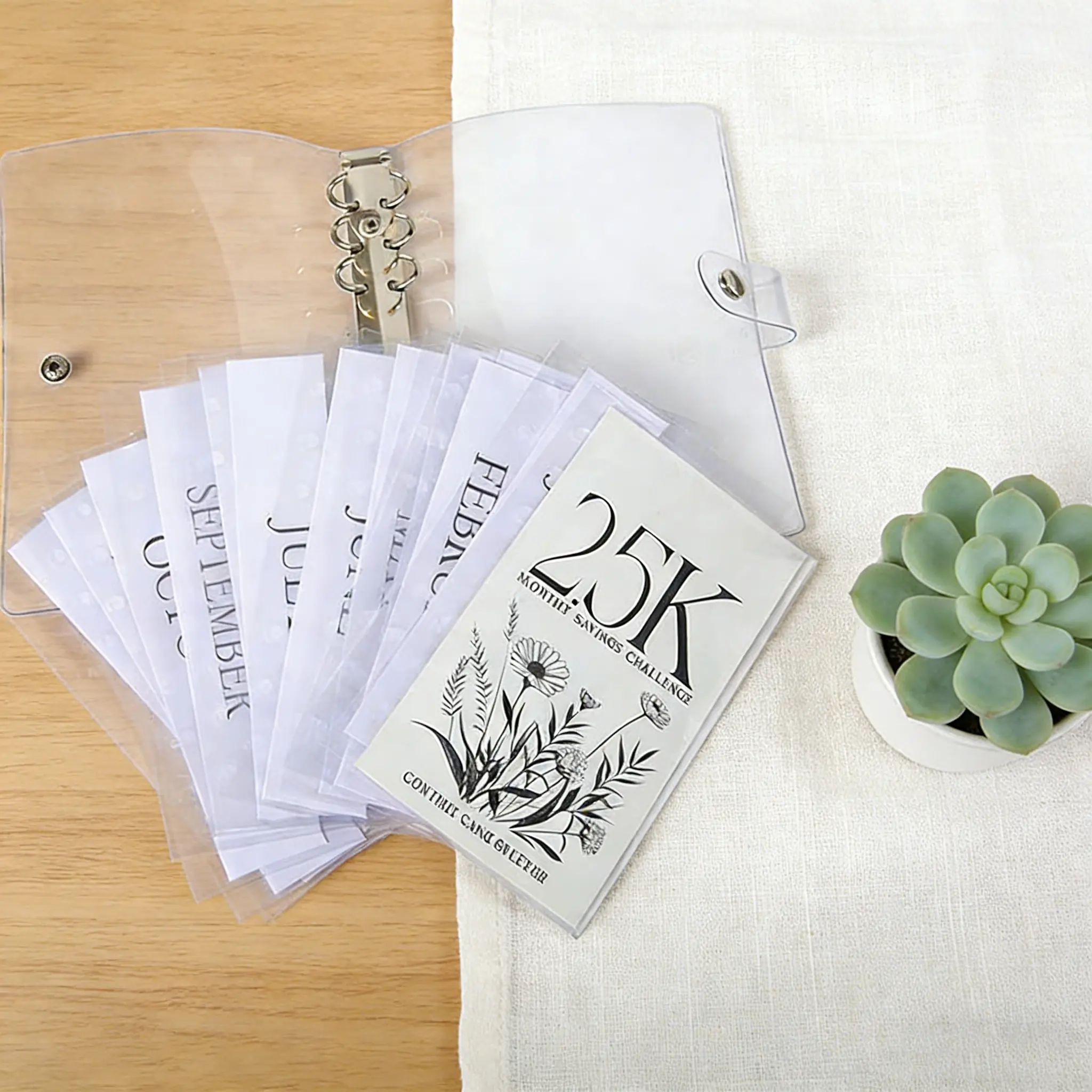 A6 12-Month Money Savings Challenge Binder with Cash Envelopes
