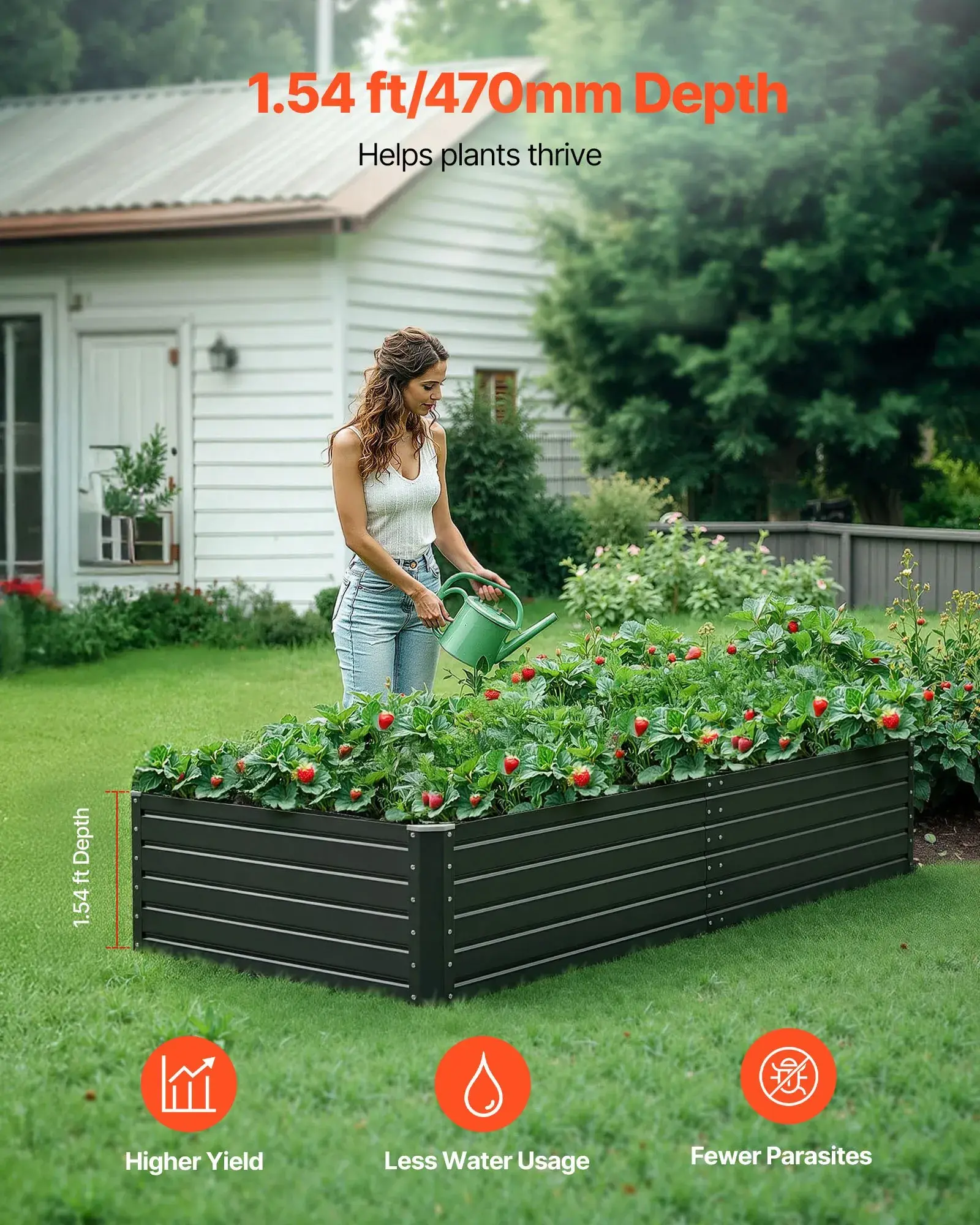 Large Raised Garden Bed with Open Bottom（6.7 x 3 x 1.5 ft）