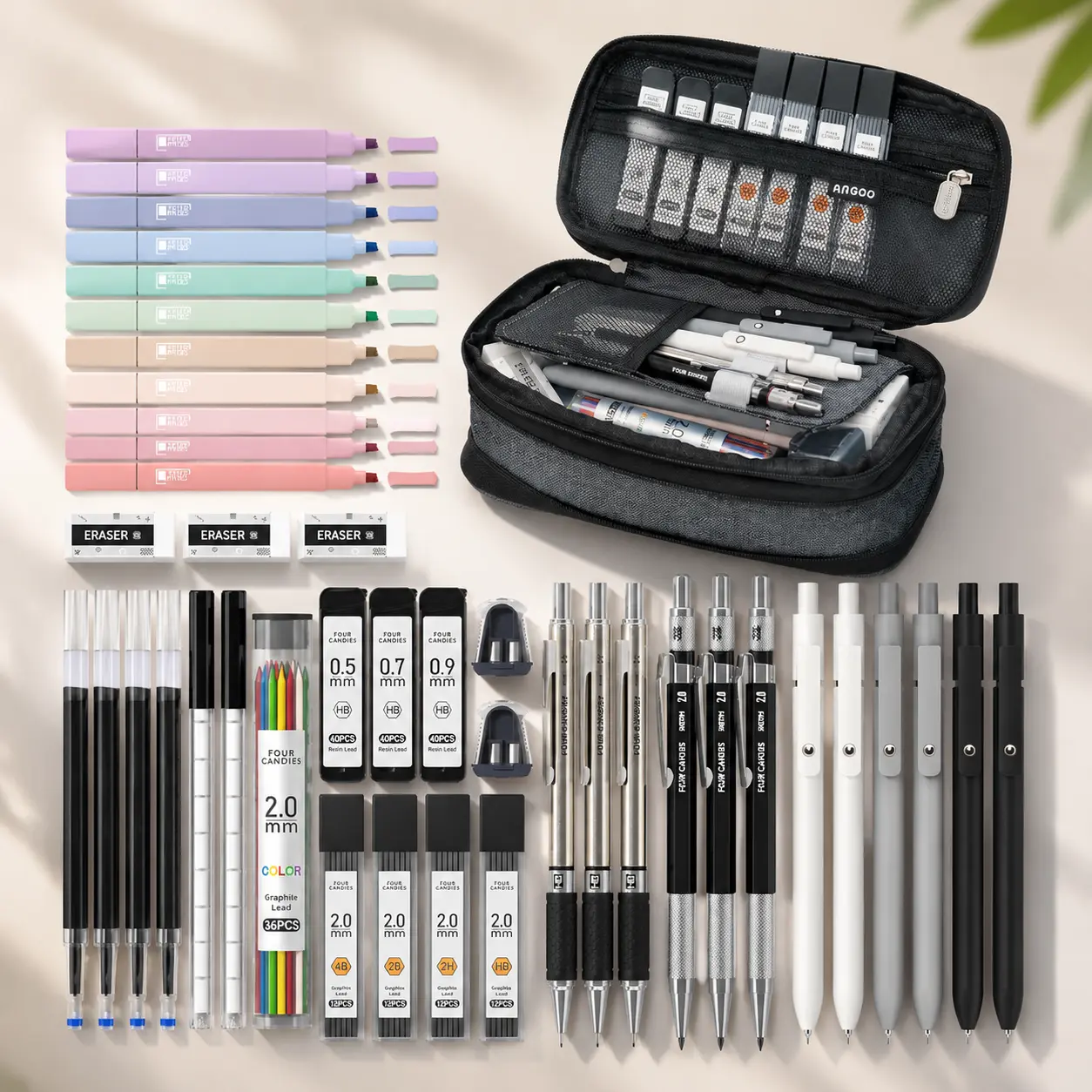 6-Piece Art Mechanical Pencil & 2mm Lead Holder Set (with 492 Refill Leads)