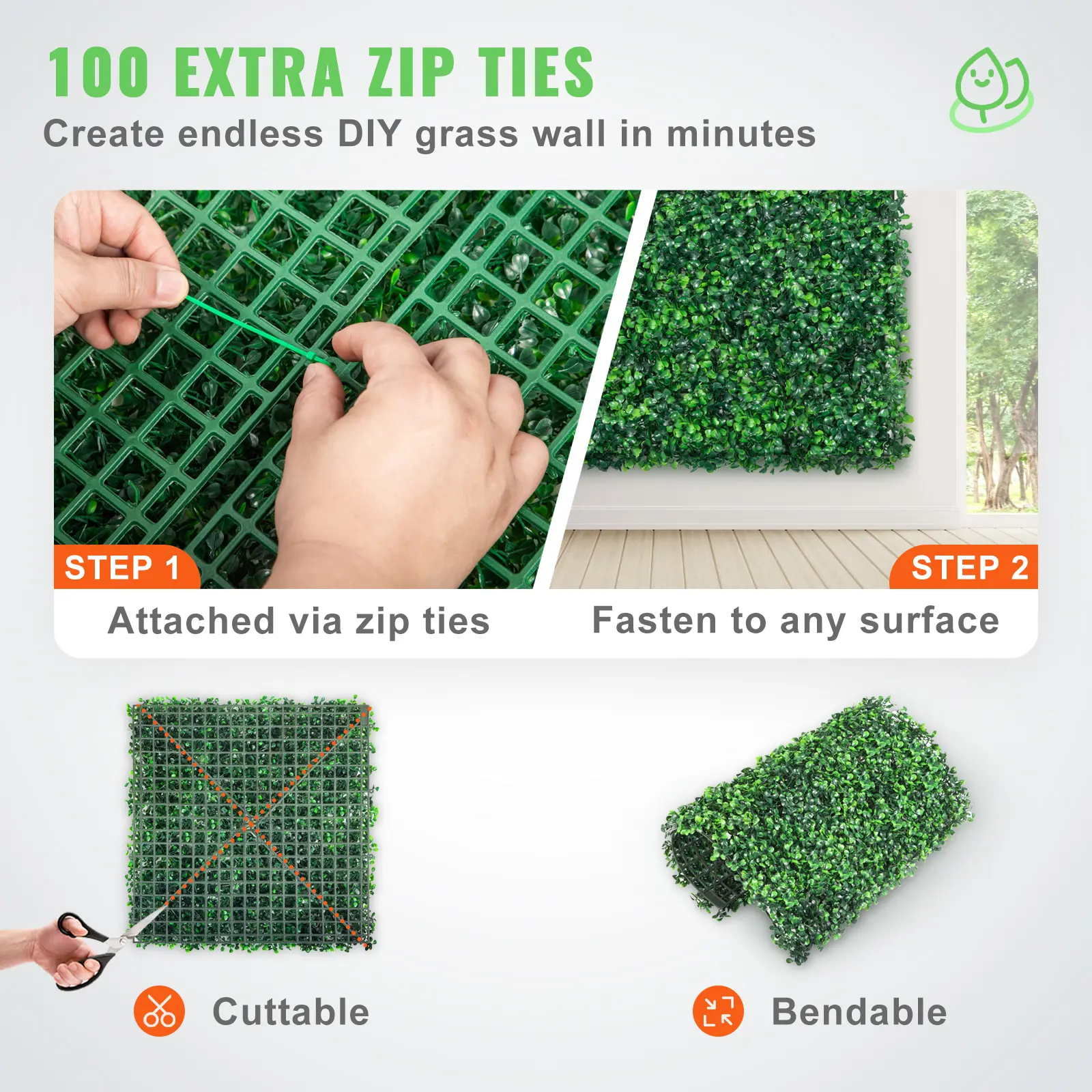 24-Pack Artificial Boxwood Panels （20"x20" ）