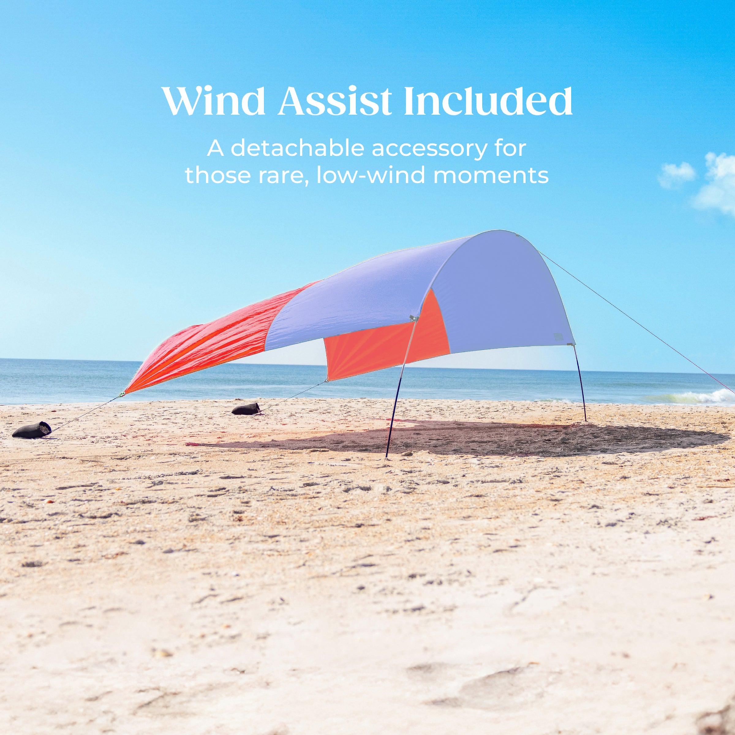 Wind-Assisted Beach Shade Canopy - Lightweight Portable Sun Shelter for Beach, Camping & Park