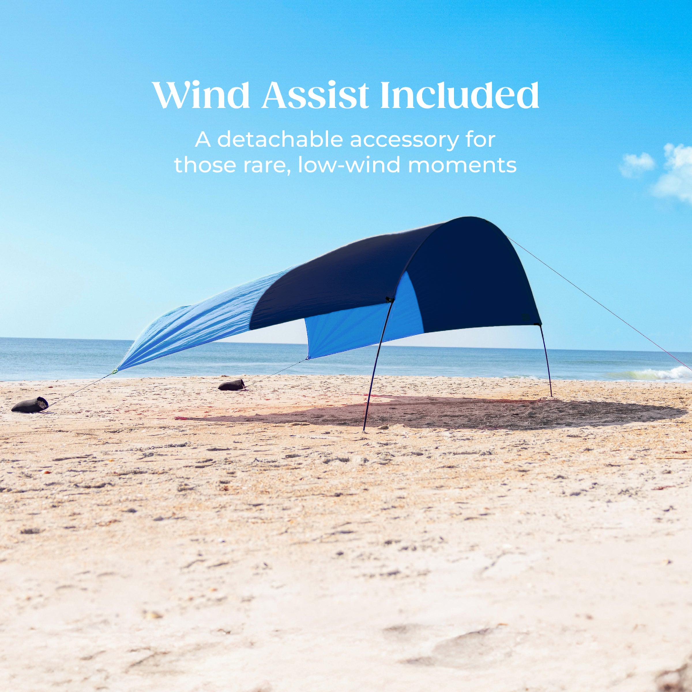 Wind-Assisted Beach Shade Canopy - Lightweight Portable Sun Shelter for Beach, Camping & Park