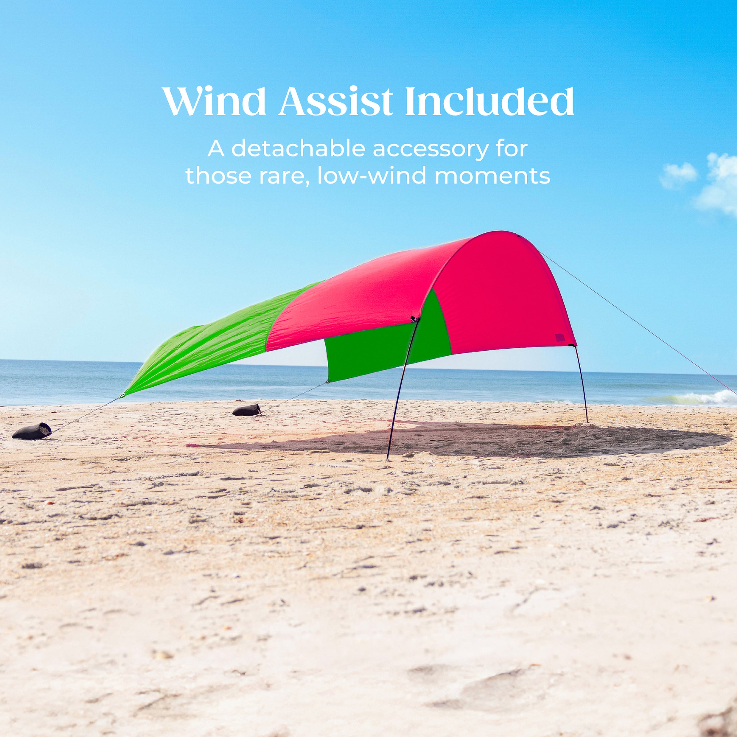 Wind-Assisted Beach Shade Canopy - Lightweight Portable Sun Shelter for Beach, Camping & Park