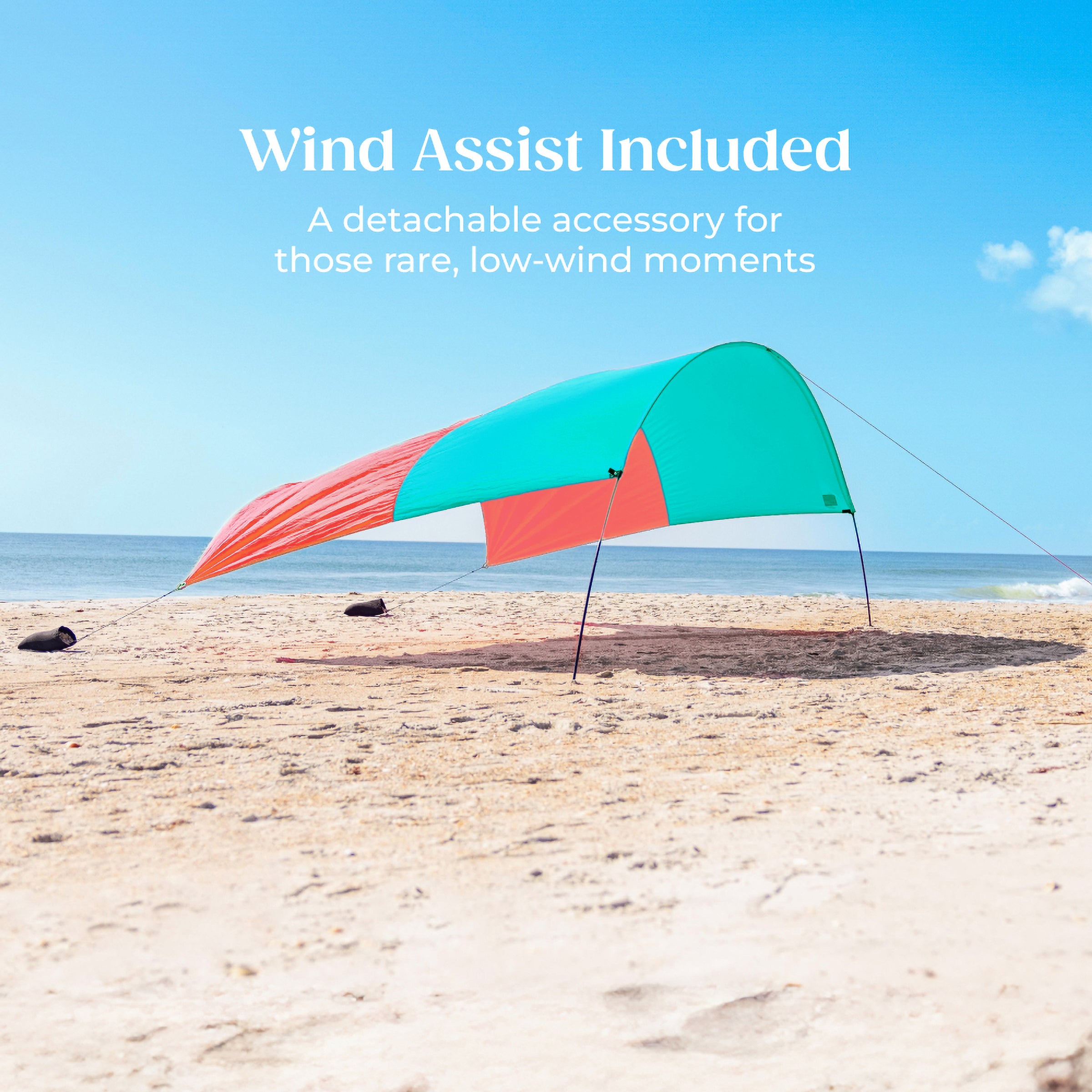 Wind-Assisted Beach Shade Canopy - Lightweight Portable Sun Shelter for Beach, Camping & Park