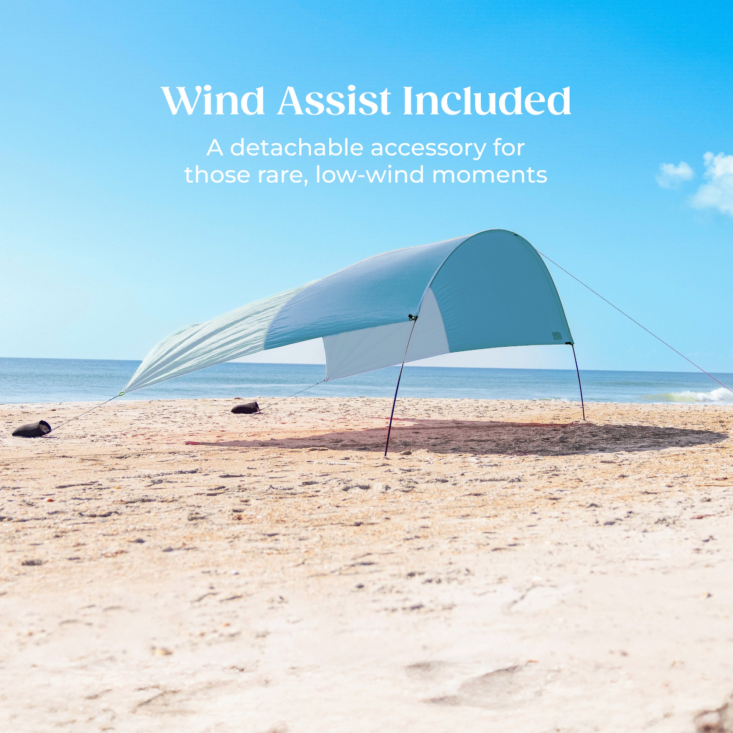 Wind-Assisted Beach Shade Canopy - Lightweight Portable Sun Shelter for Beach, Camping & Park