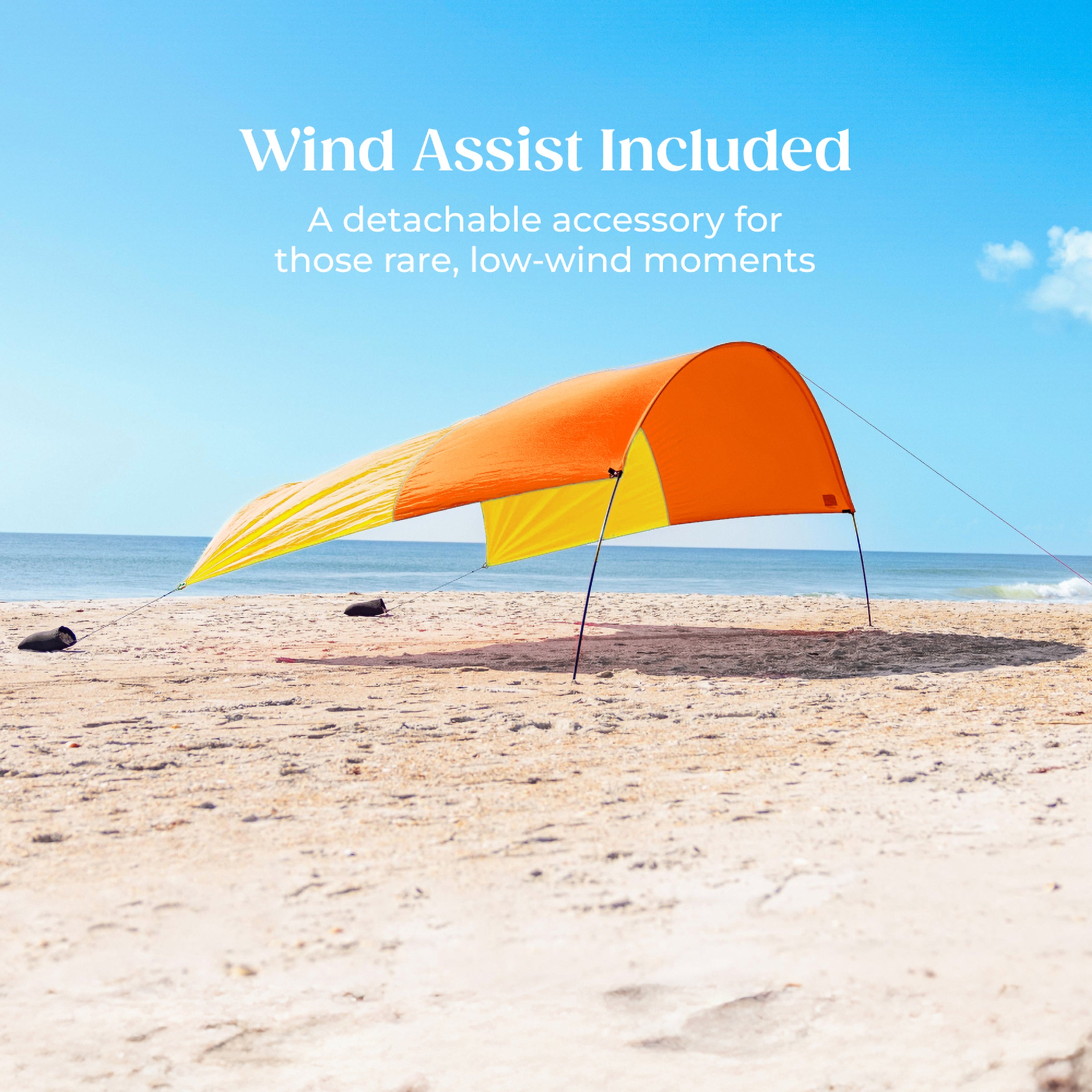 Wind-Assisted Beach Shade Canopy - Lightweight Portable Sun Shelter for Beach, Camping & Park