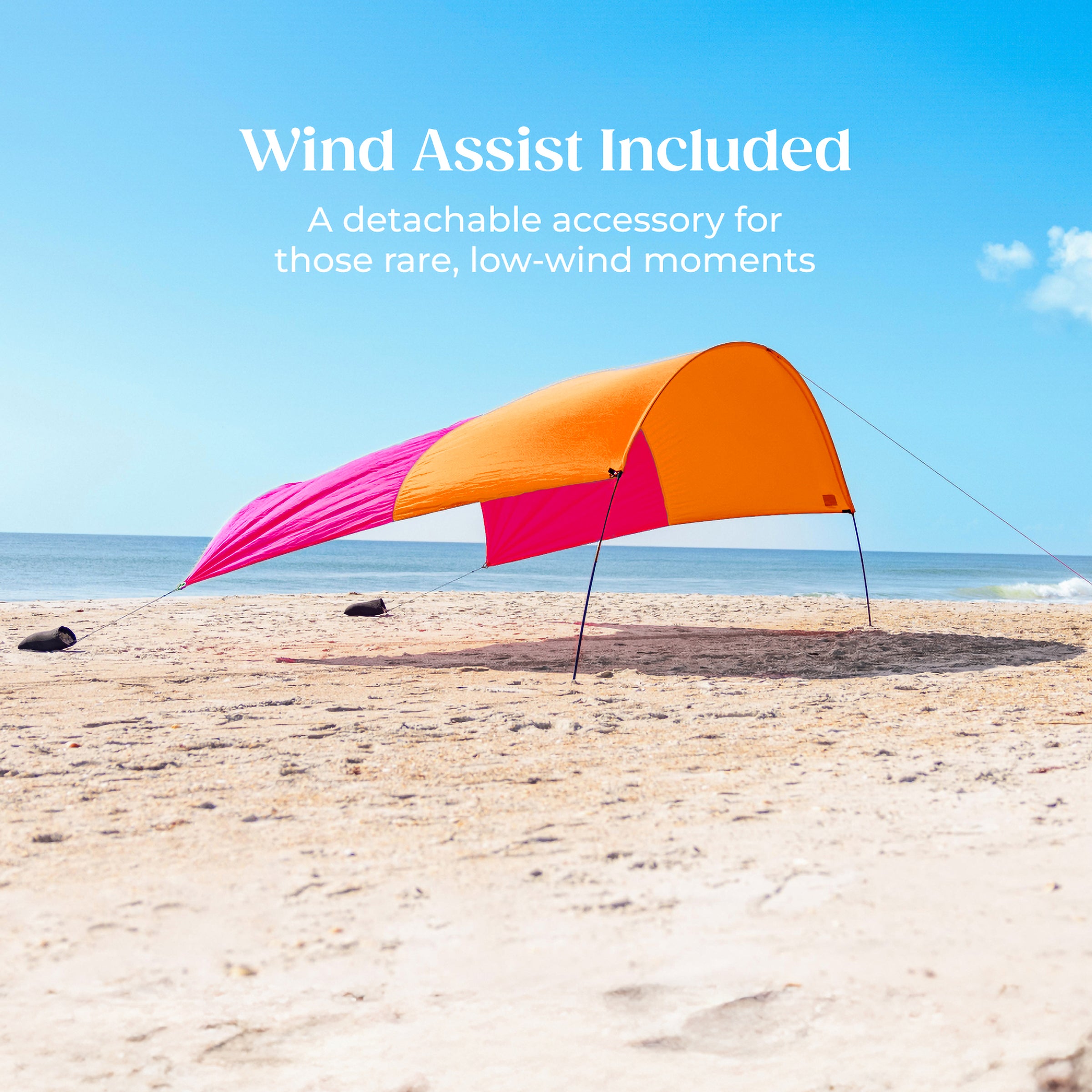 Wind-Assisted Beach Shade Canopy - Lightweight Portable Sun Shelter for Beach, Camping & Park