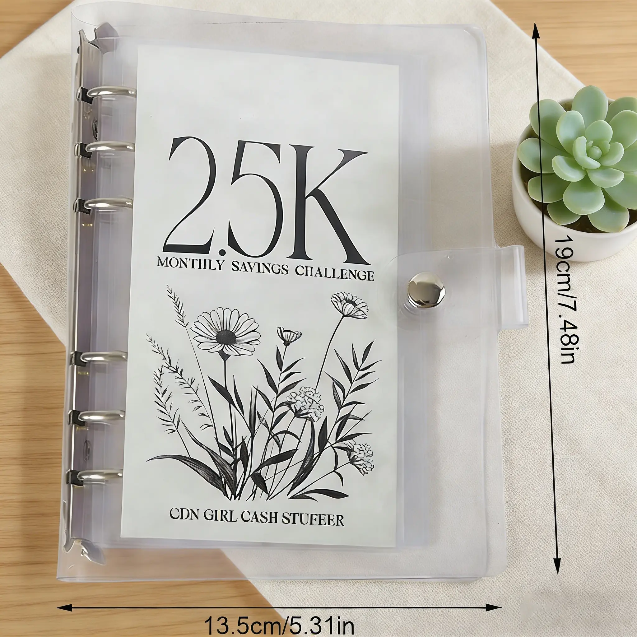 A6 12-Month Money Savings Challenge Binder with Cash Envelopes