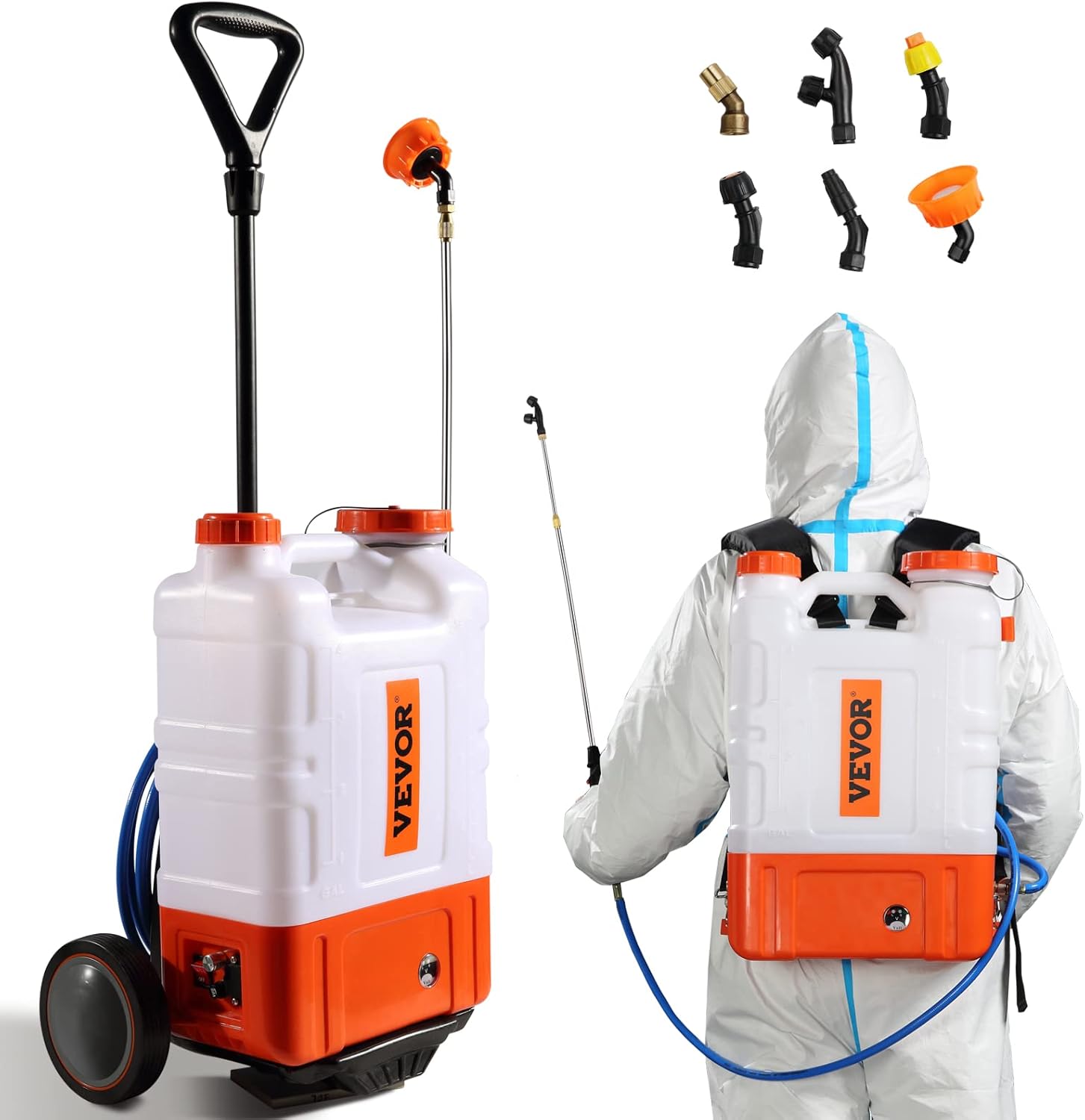 4 Gallon Electric Backpack Sprayer: 13FT Hose & 6 Nozzles Yard Sprayer