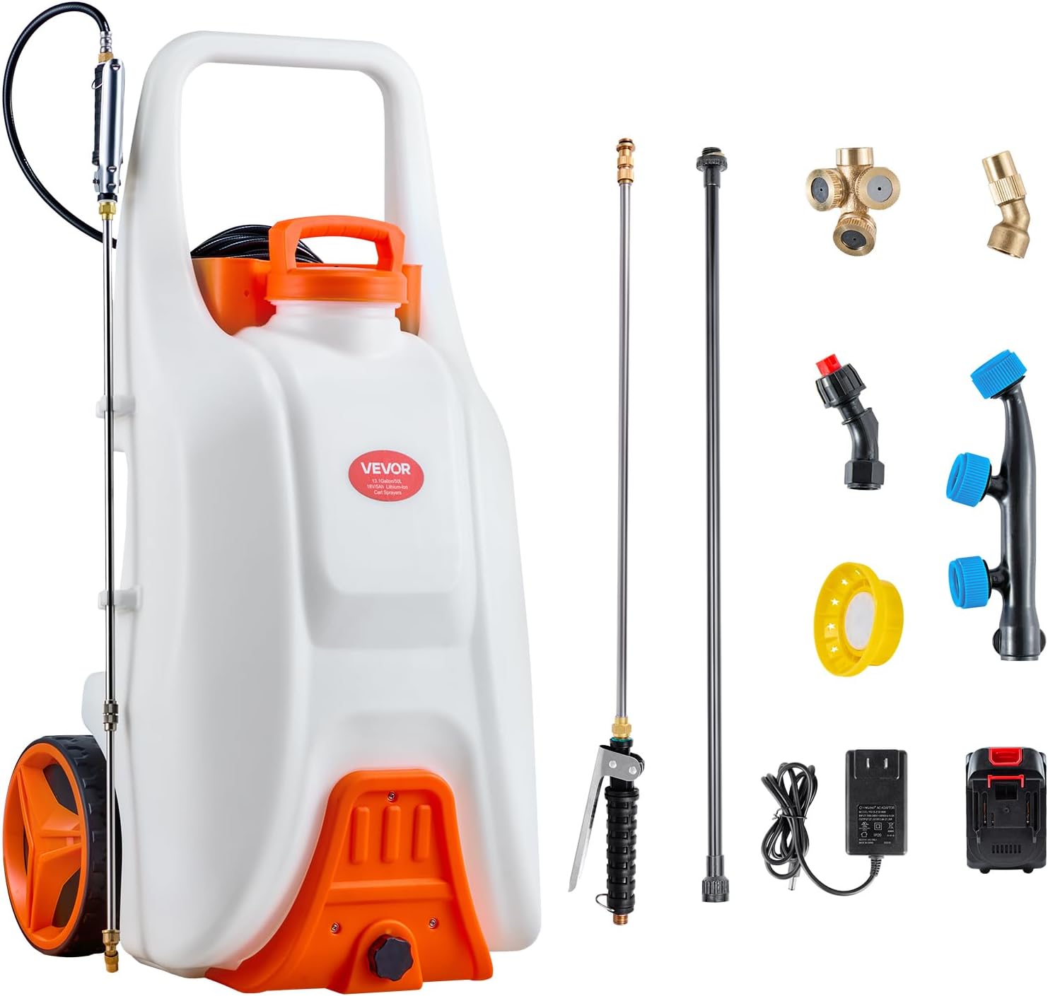 4 Gallon Electric Backpack Sprayer: 13FT Hose & 6 Nozzles Yard Sprayer
