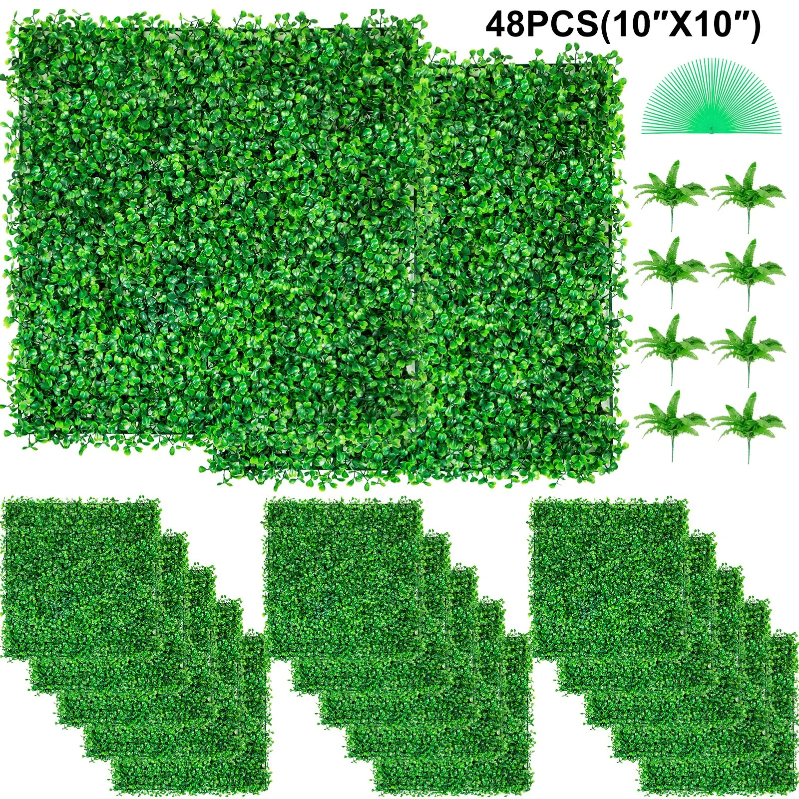 24-Pack Artificial Boxwood Panels （20"x20" ）