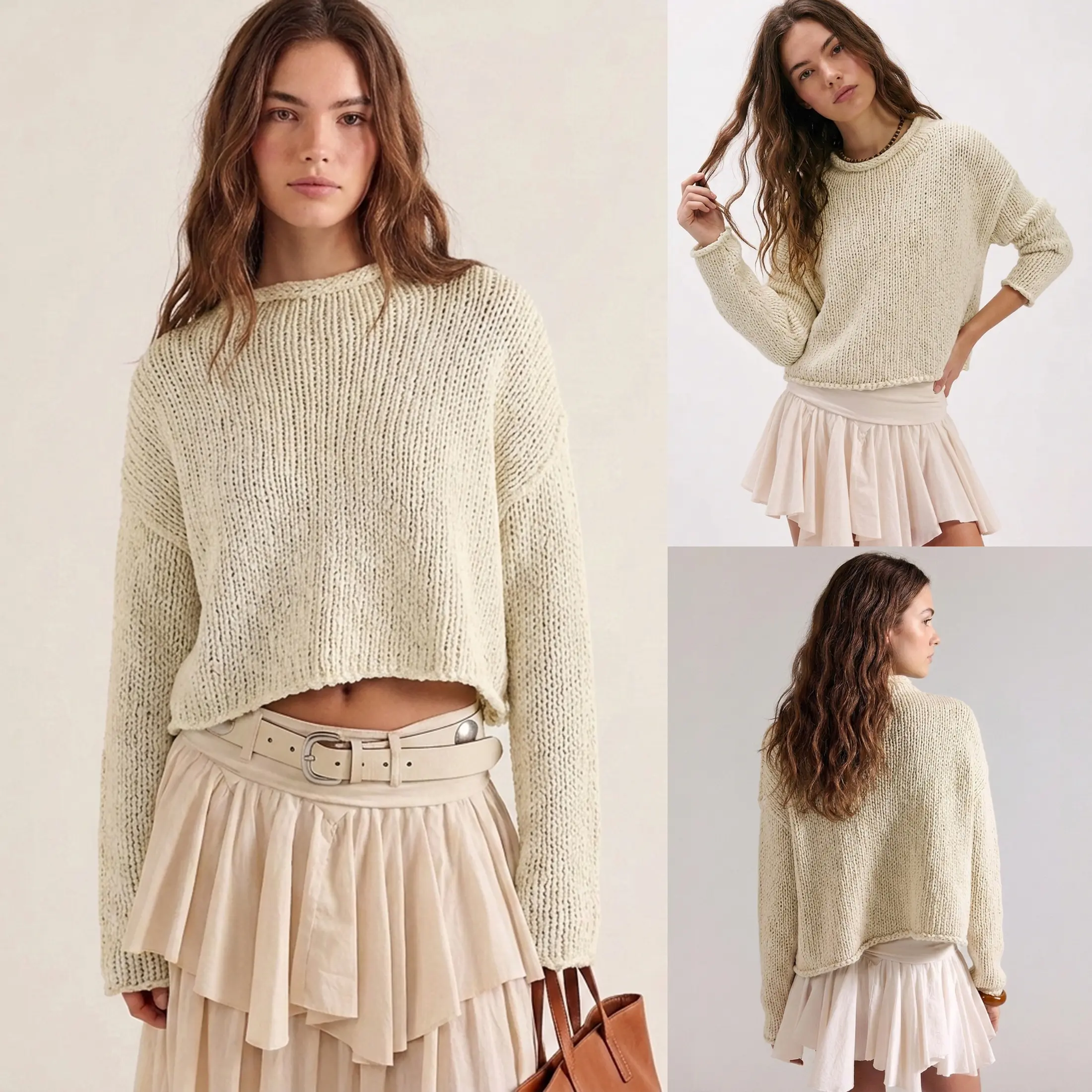 Women's Chunky Roll Neck Knit Sweater – Soft Oversized Long Sleeve Pullover