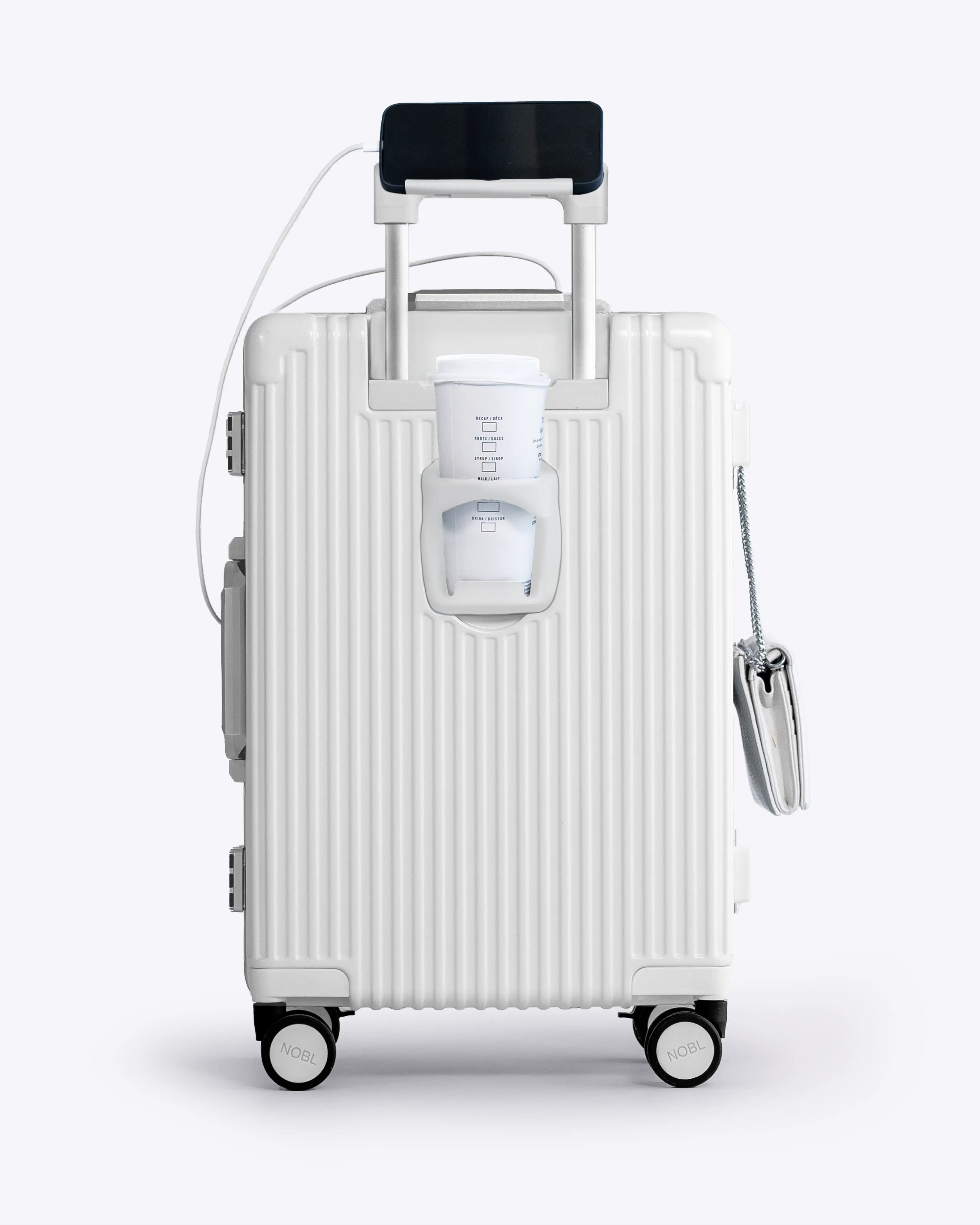 All-in-One Smart Carry-On Suitcase with GPS Tracking, Front Laptop Pocket, USB Charger & Cup Holder