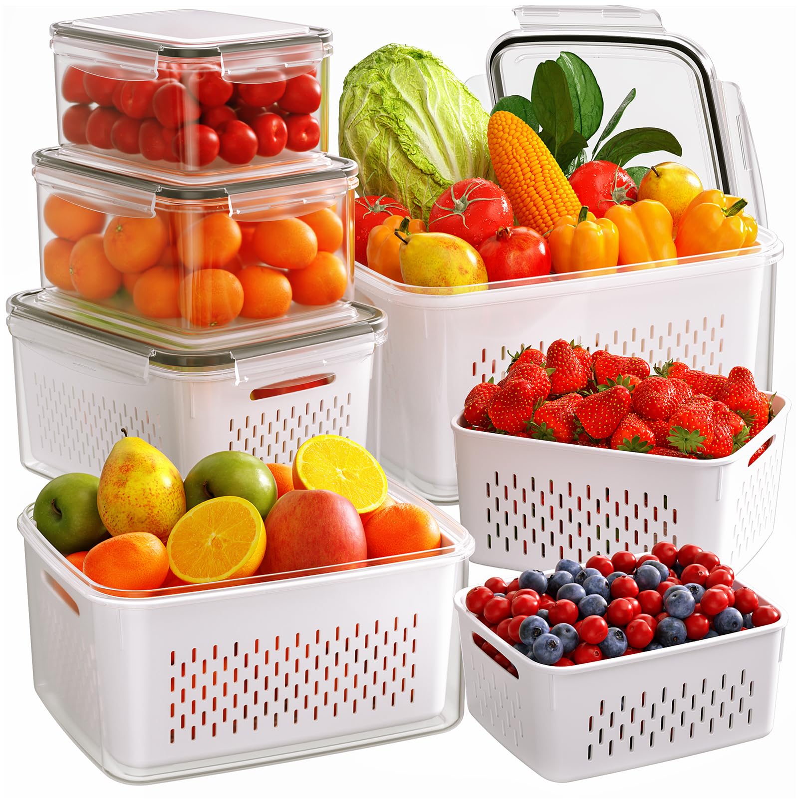 6-Piece Fruit & Veggie Storage Containers with Colanders