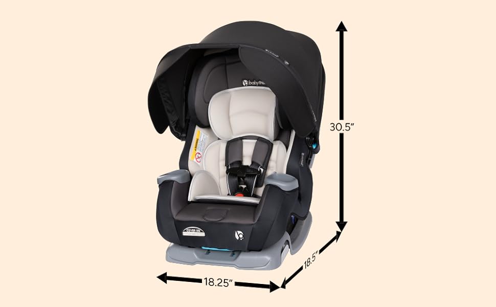 Baby Trend Cover Me 4-in-1 Convertible Car Seat size dimensions