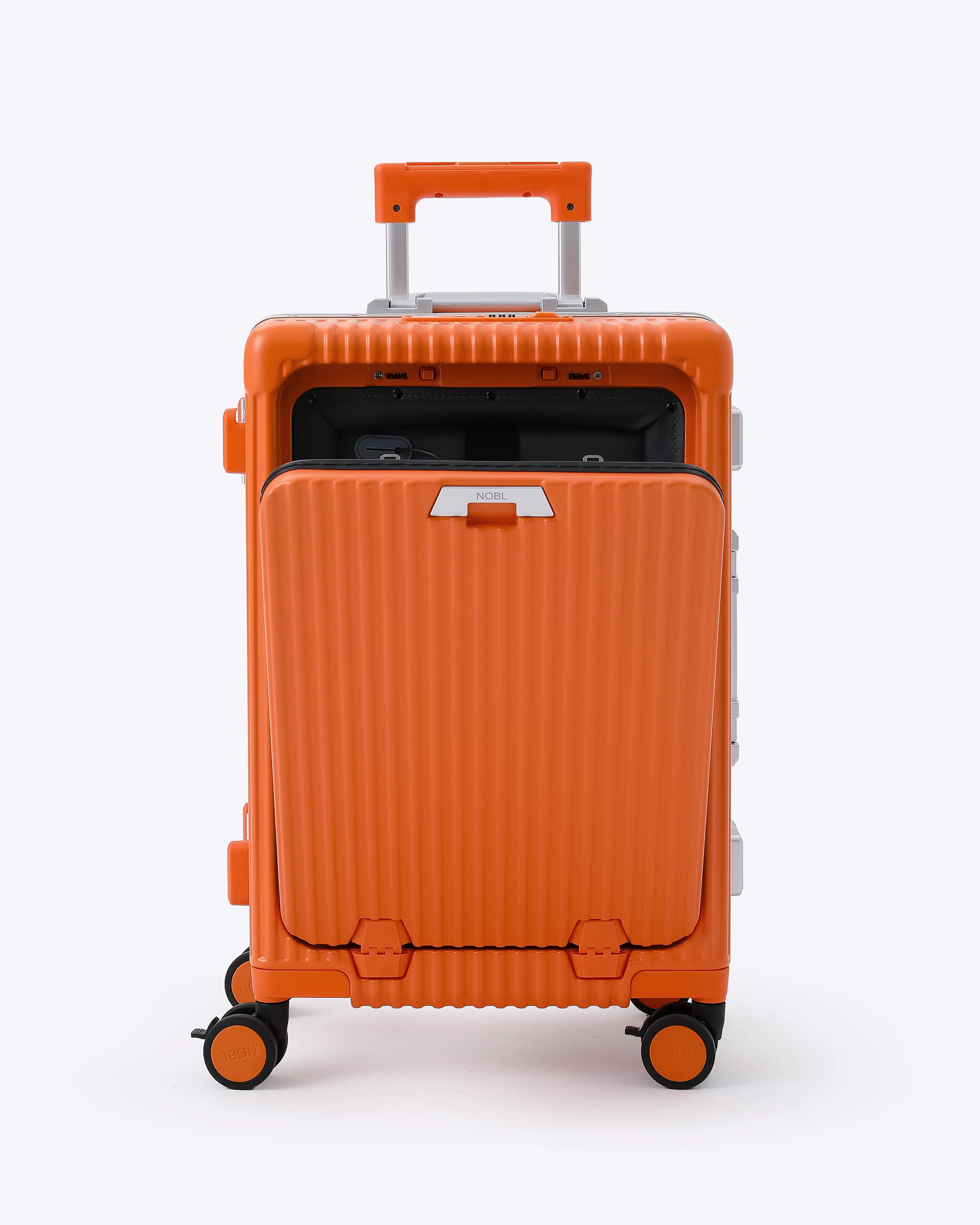 All-in-One Smart Carry-On Suitcase with GPS Tracking, Front Laptop Pocket, USB Charger & Cup Holder