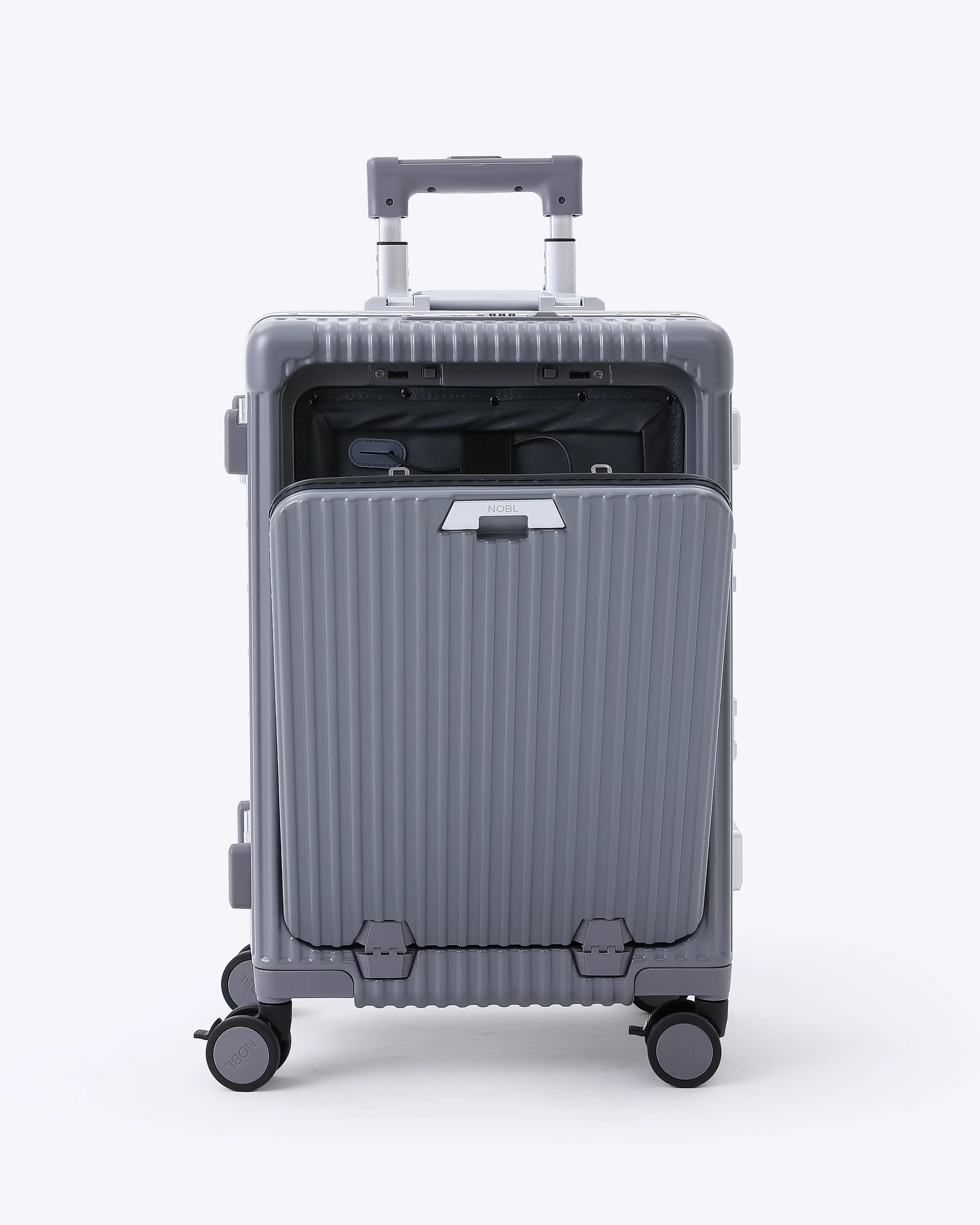 All-in-One Smart Carry-On Suitcase with GPS Tracking, Front Laptop Pocket, USB Charger & Cup Holder
