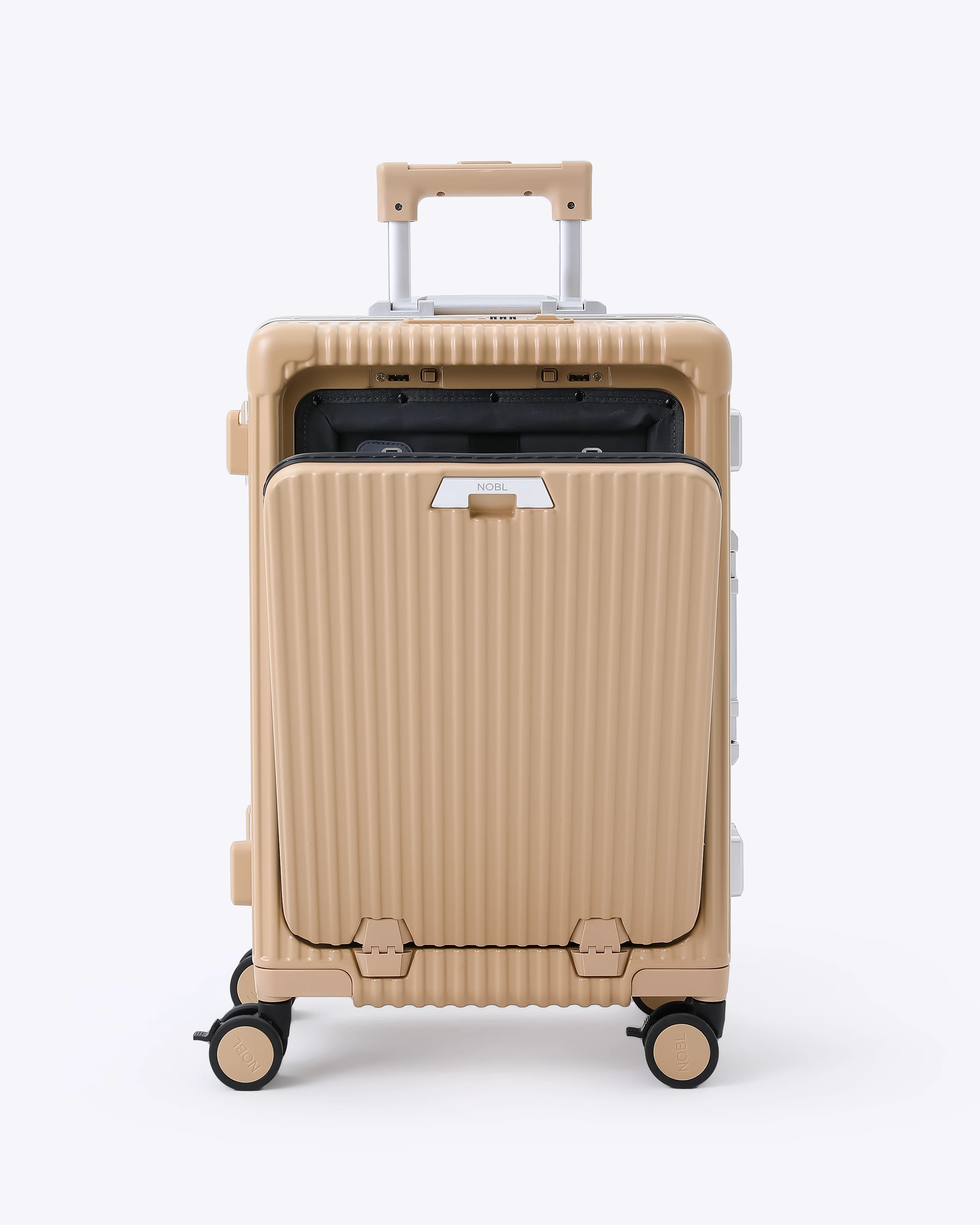 All-in-One Smart Carry-On Suitcase with GPS Tracking, Front Laptop Pocket, USB Charger & Cup Holder