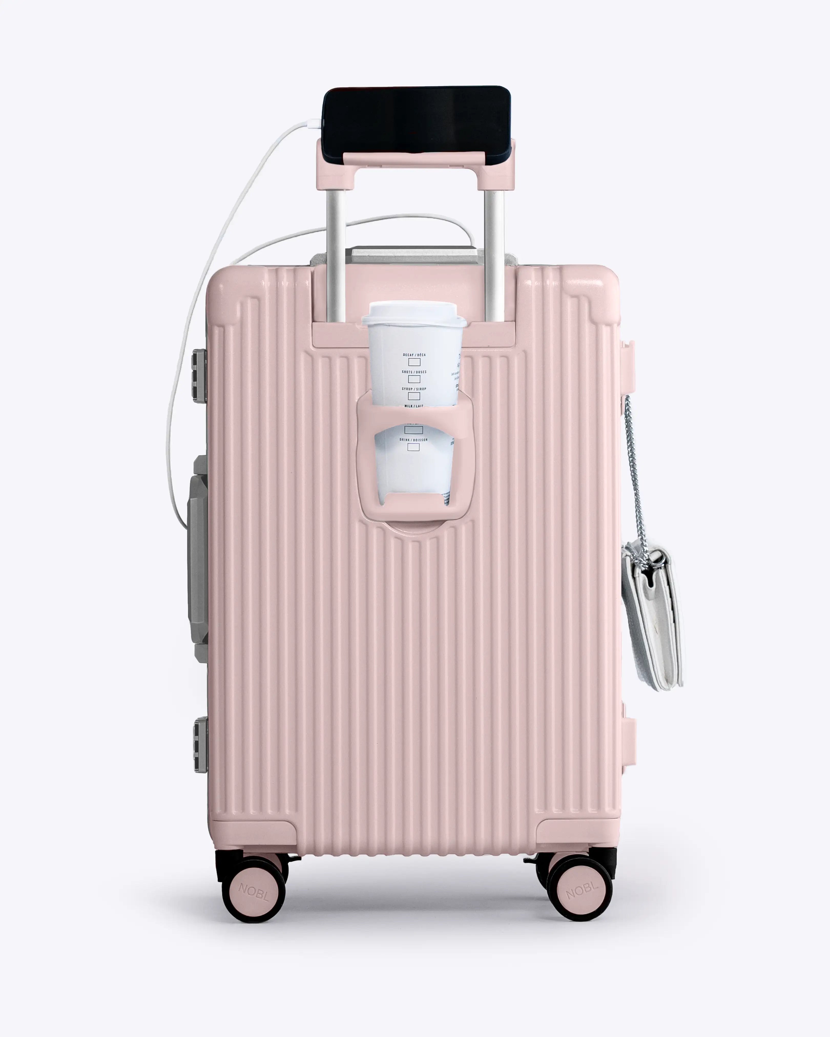 All-in-One Smart Carry-On Suitcase with GPS Tracking, Front Laptop Pocket, USB Charger & Cup Holder
