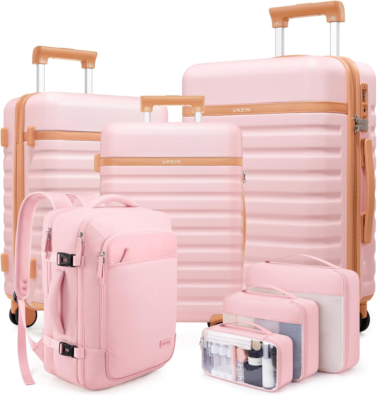 7-Piece Travel Luggage Set: Hardside Suitcases (20/24/28") & Backpack