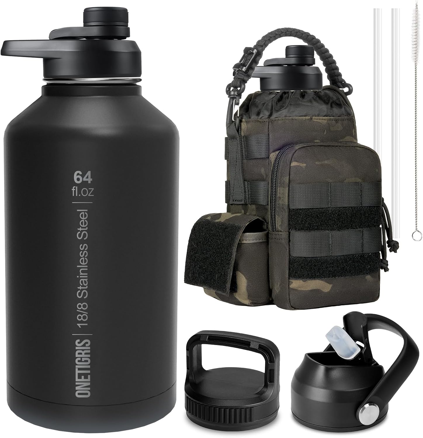 2L Insulated Stainless Steel Water Bottle with Straw - Large Portable Water Flask for Cold & Hot Drinks