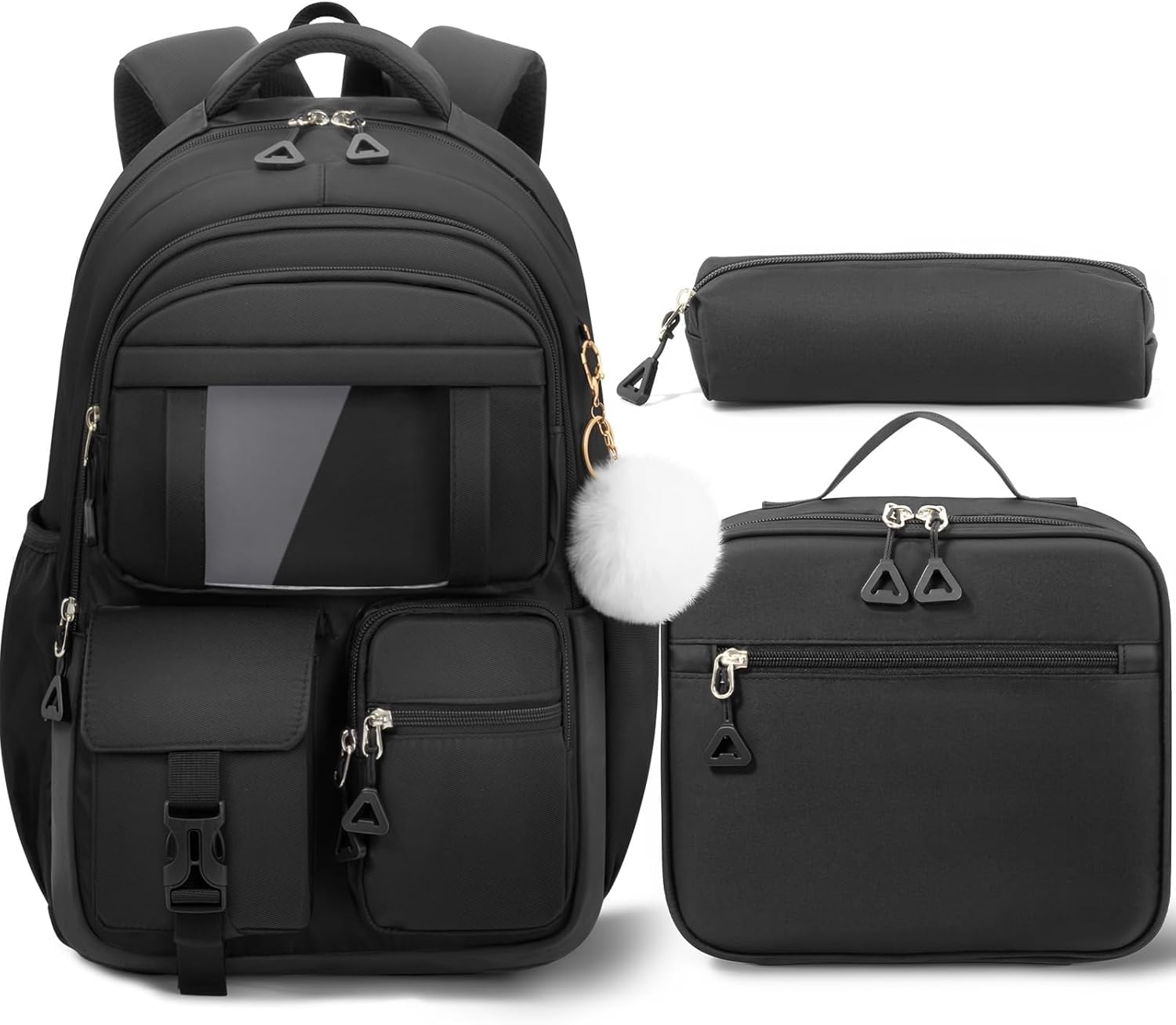 3-Piece Waterproof Oxford Backpack Set with Lunch Box & Pencil Case