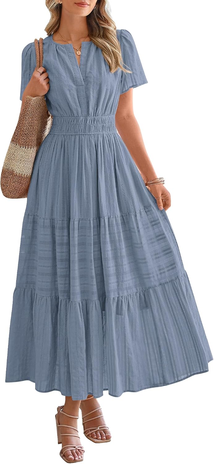 Women's Summer Boho Dress | Lightweight V-Neck Maxi with Pockets