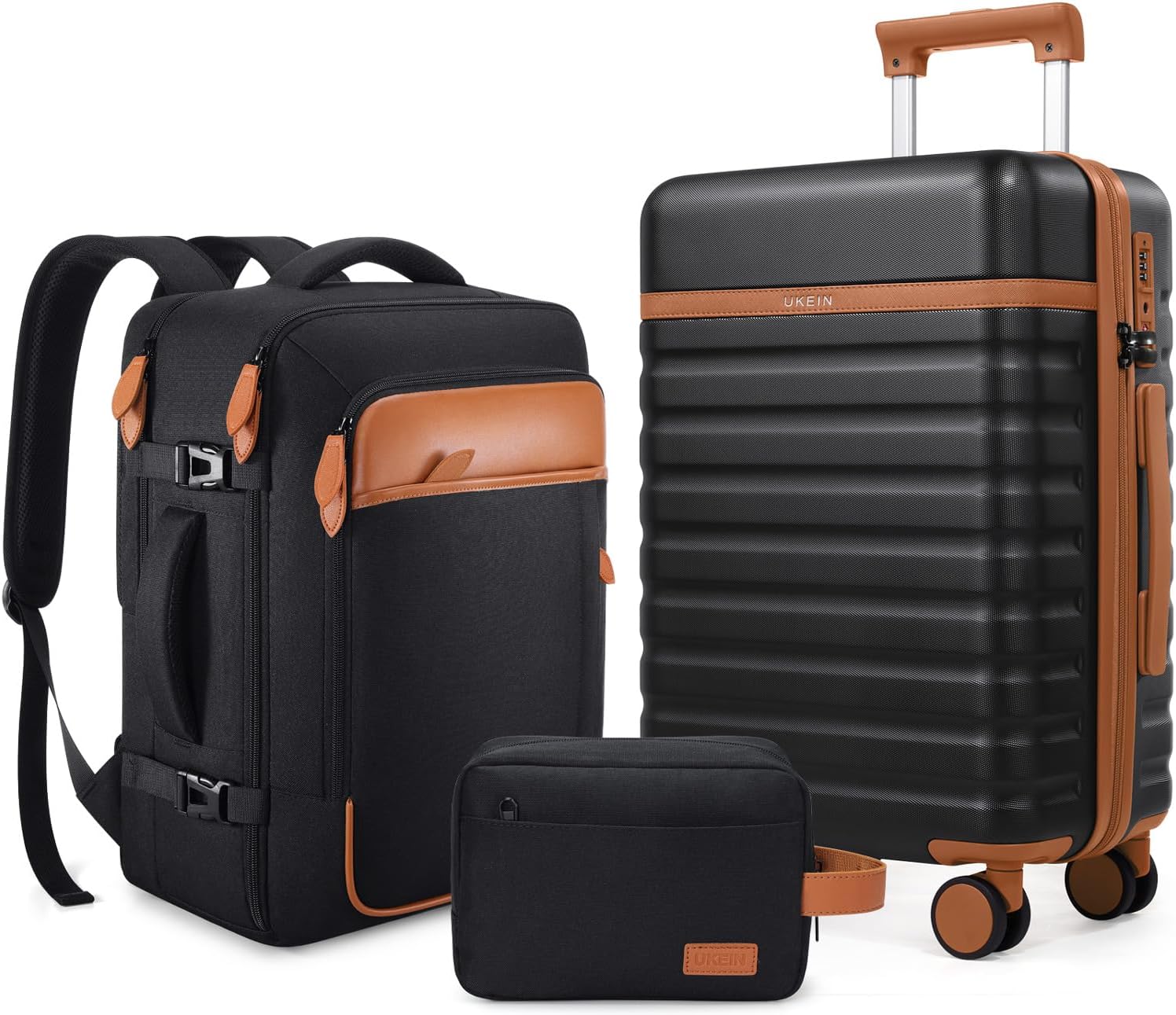 3-Piece Hardside Luggage Set: 20" Cabin Case, Backpack & Toiletry Bag