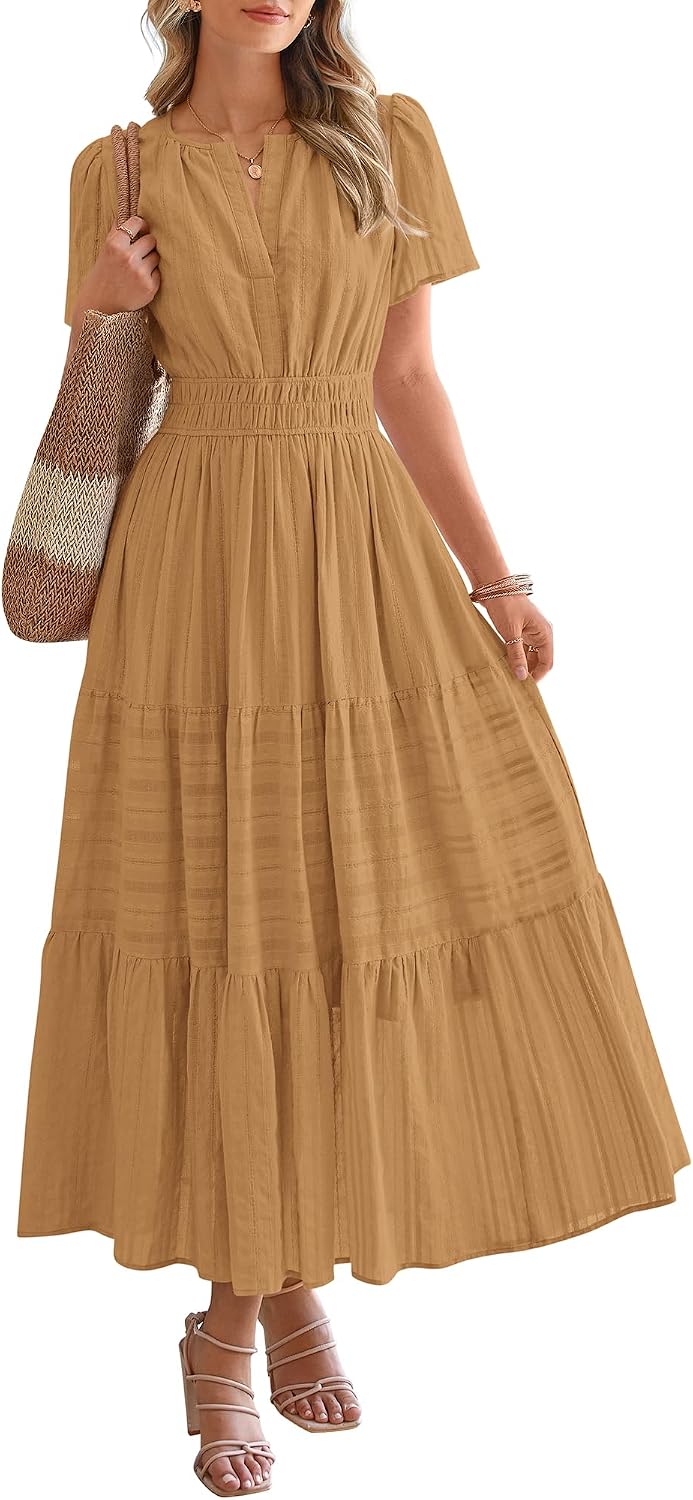 Women's Summer Boho Dress | Lightweight V-Neck Maxi with Pockets