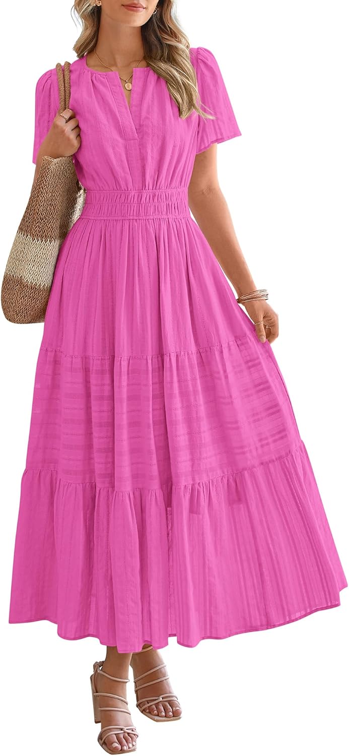 Women's Summer Boho Dress | Lightweight V-Neck Maxi with Pockets