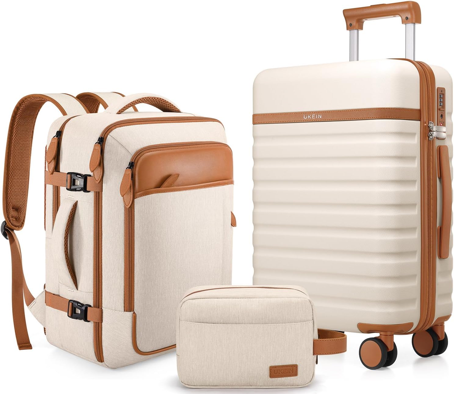 3-Piece Hardside Luggage Set: 20" Cabin Case, Backpack & Toiletry Bag