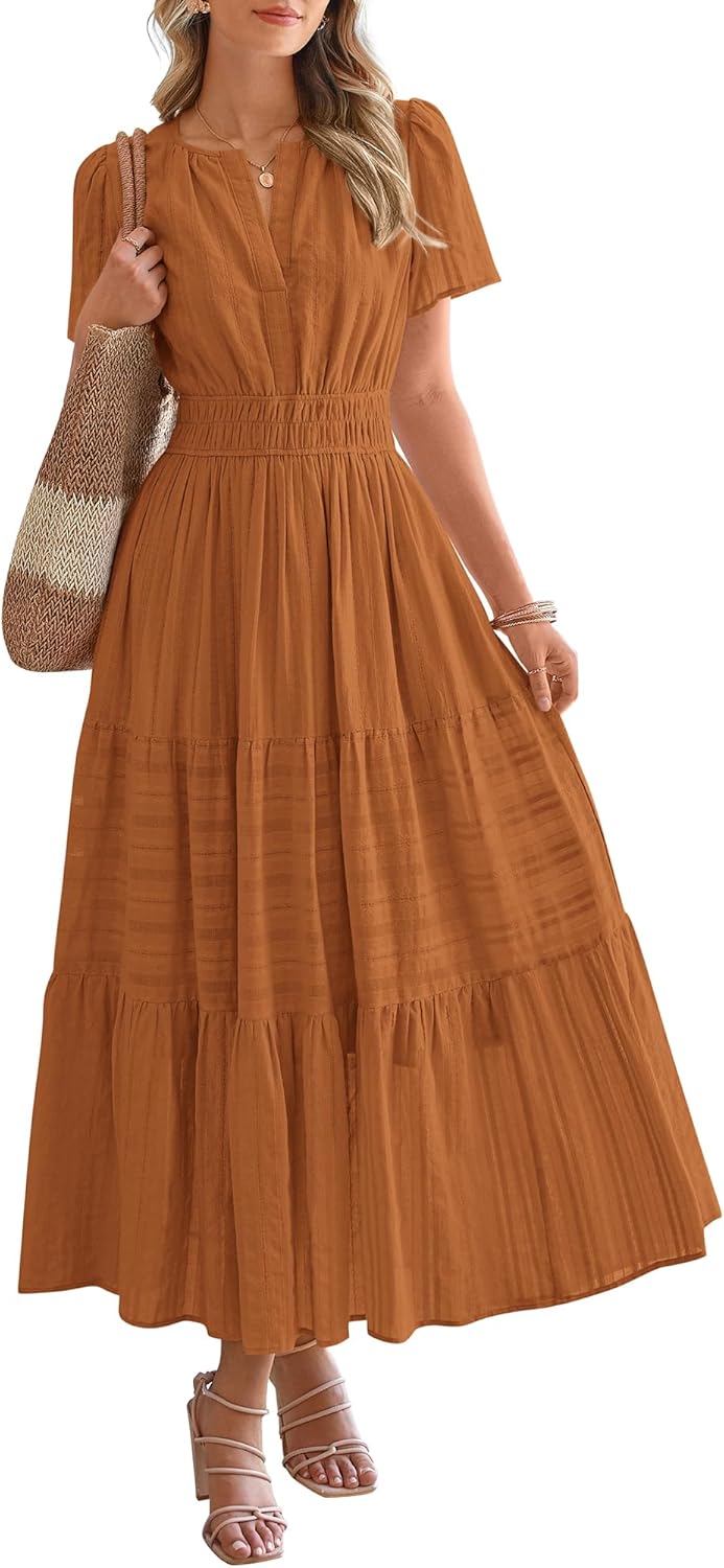Women's Summer Boho Dress | Lightweight V-Neck Maxi with Pockets