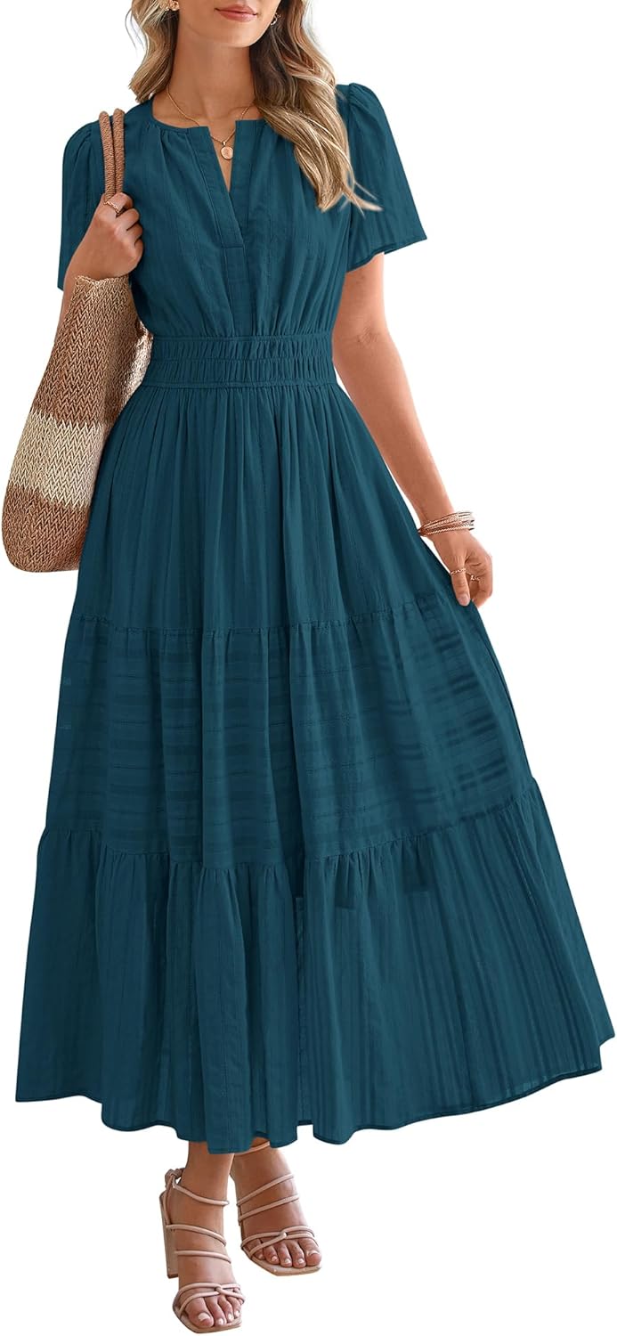 Women's Summer Boho Dress | Lightweight V-Neck Maxi with Pockets