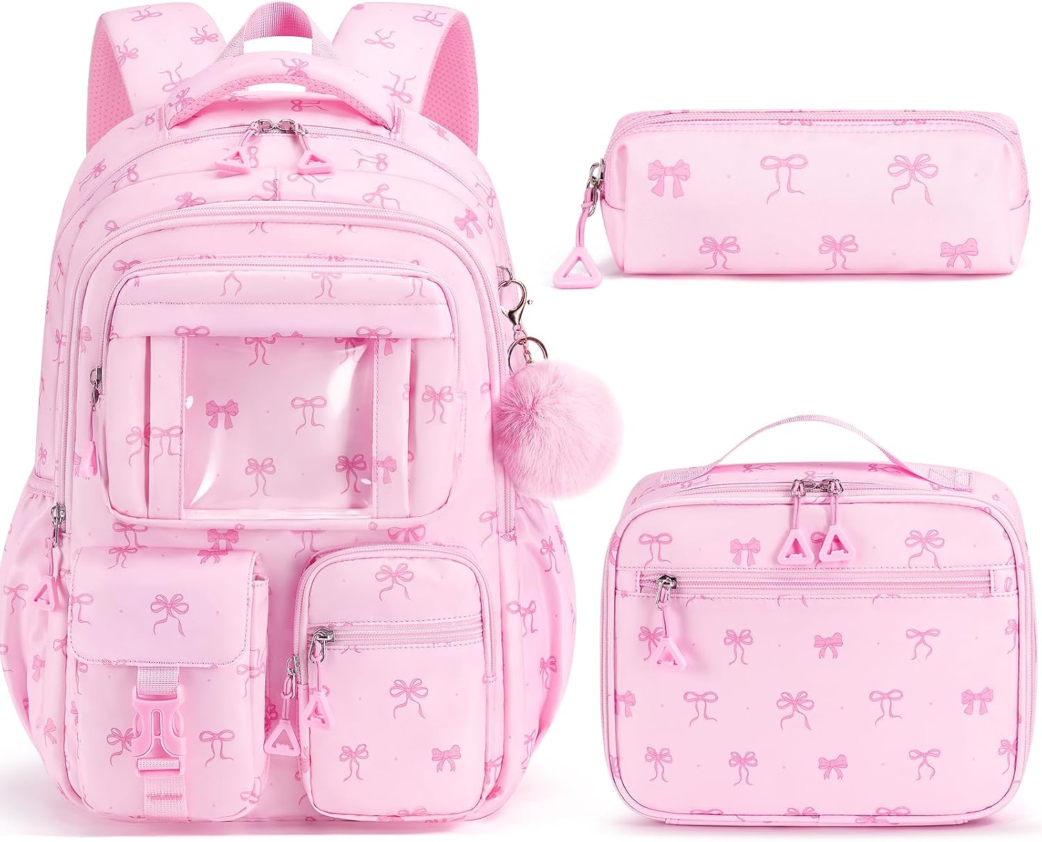 3-Piece Waterproof Oxford Backpack Set with Lunch Box & Pencil Case