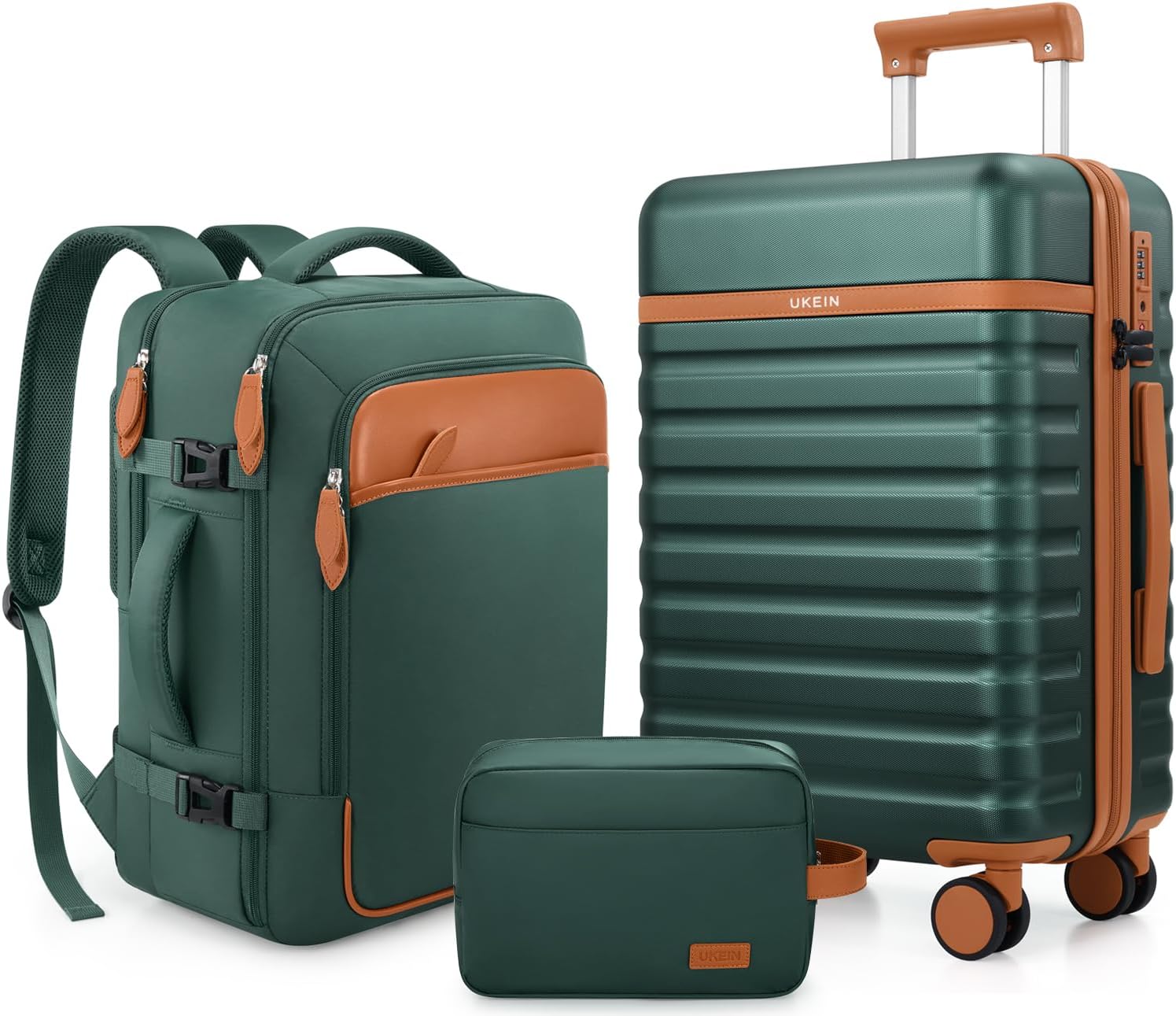 3-Piece Hardside Luggage Set: 20" Cabin Case, Backpack & Toiletry Bag