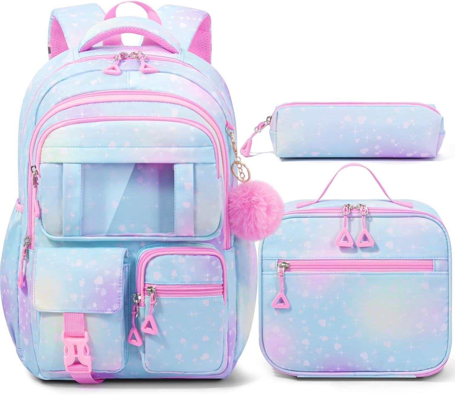 3-Piece Waterproof Oxford Backpack Set with Lunch Box & Pencil Case