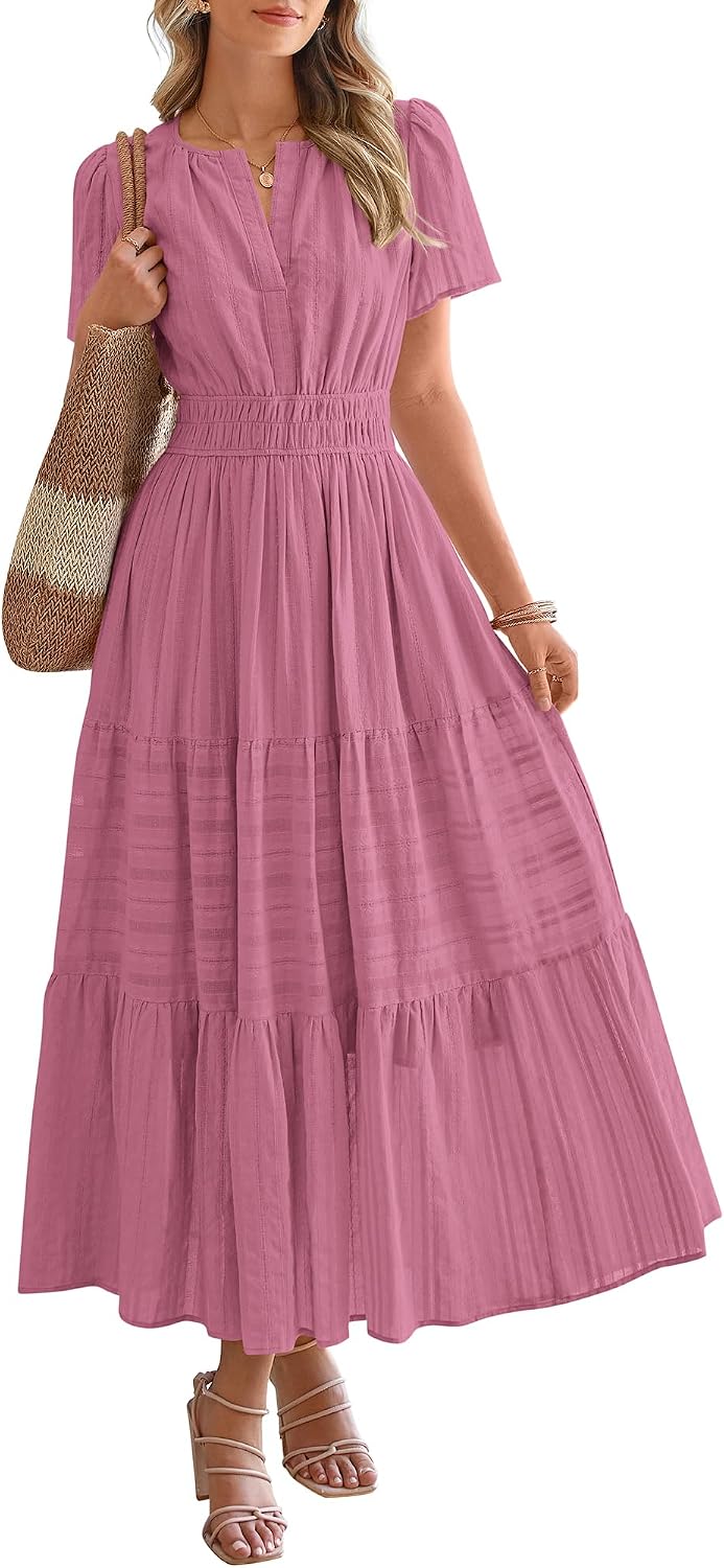 Women's Summer Boho Dress | Lightweight V-Neck Maxi with Pockets