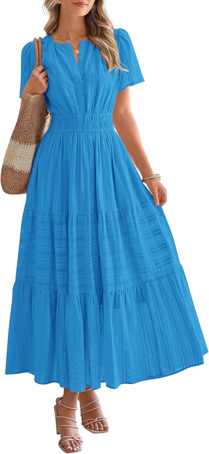 Women's Summer Boho Dress | Lightweight V-Neck Maxi with Pockets