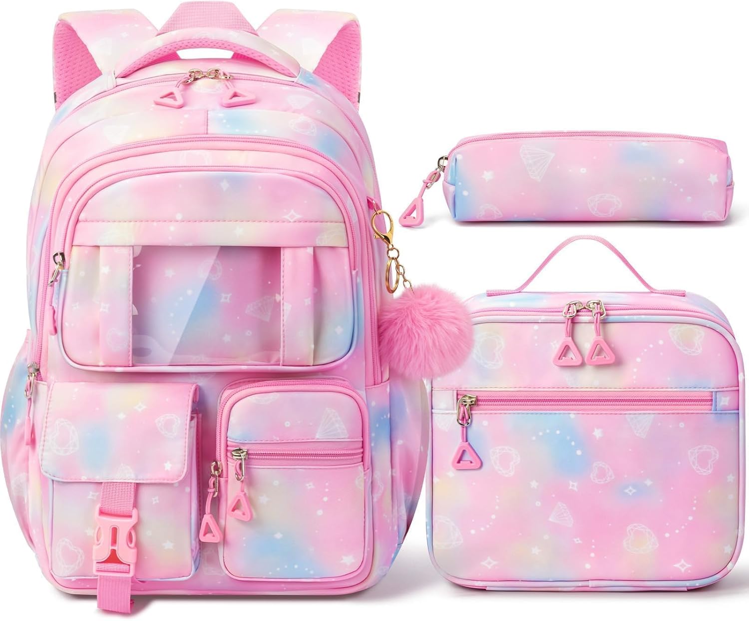 3-Piece Waterproof Oxford Backpack Set with Lunch Box & Pencil Case
