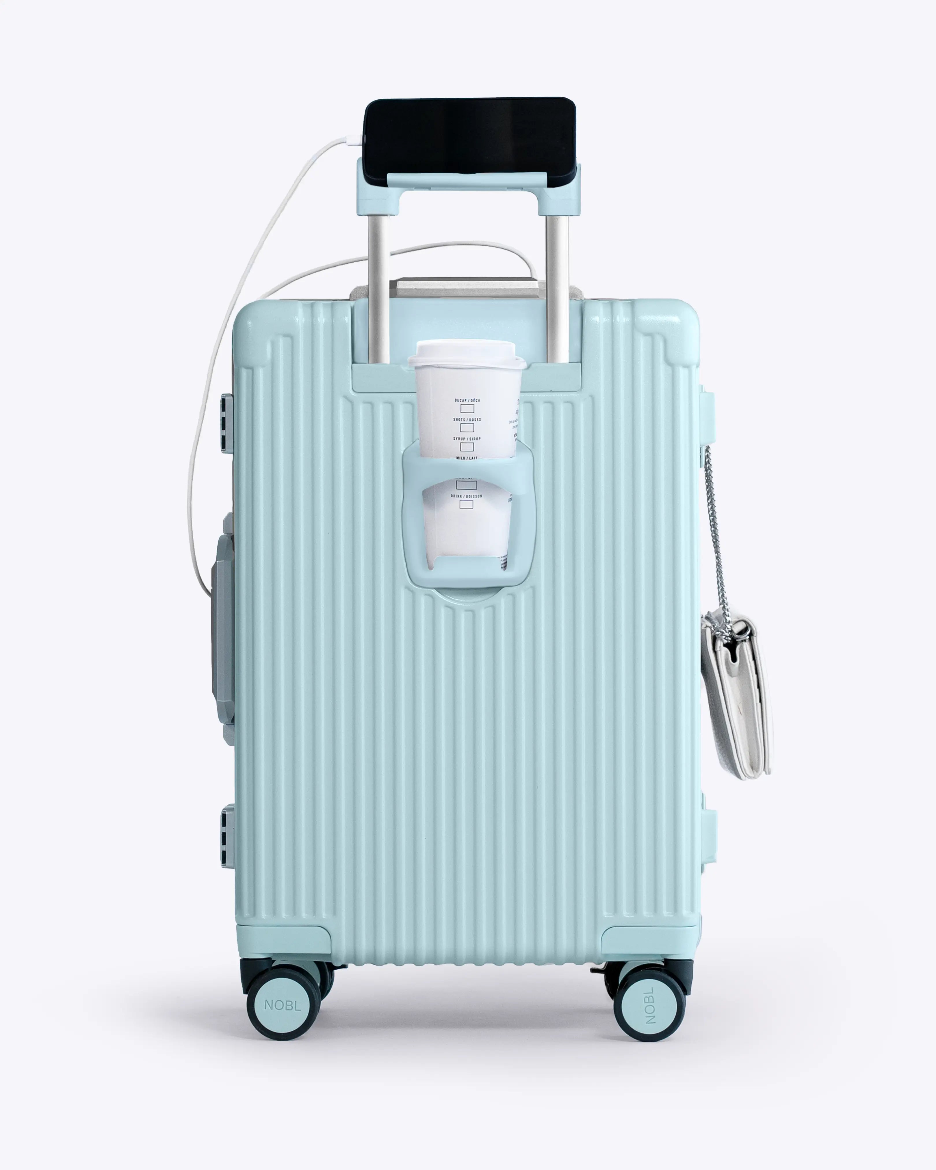 All-in-One Smart Carry-On Suitcase with GPS Tracking, Front Laptop Pocket, USB Charger & Cup Holder