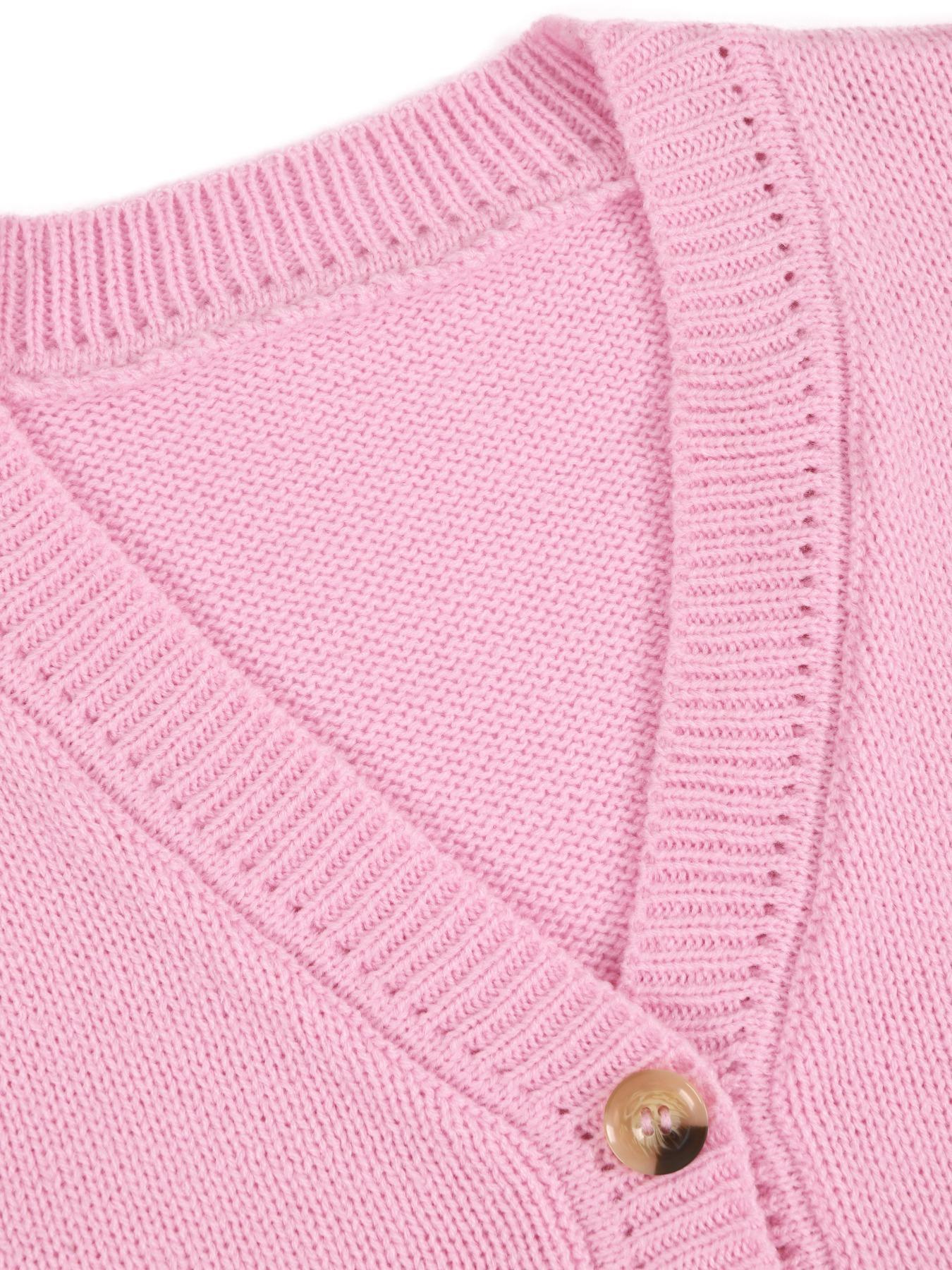 Women's V-Neck Button-Front Drop-Shoulder Cardigan & Elastic-Waist Wide-Leg Pants, 2-Piece Casual Lounge Set for Fall & Winter, Cozy Solid Long-Sleeve Knitwear Loungewear